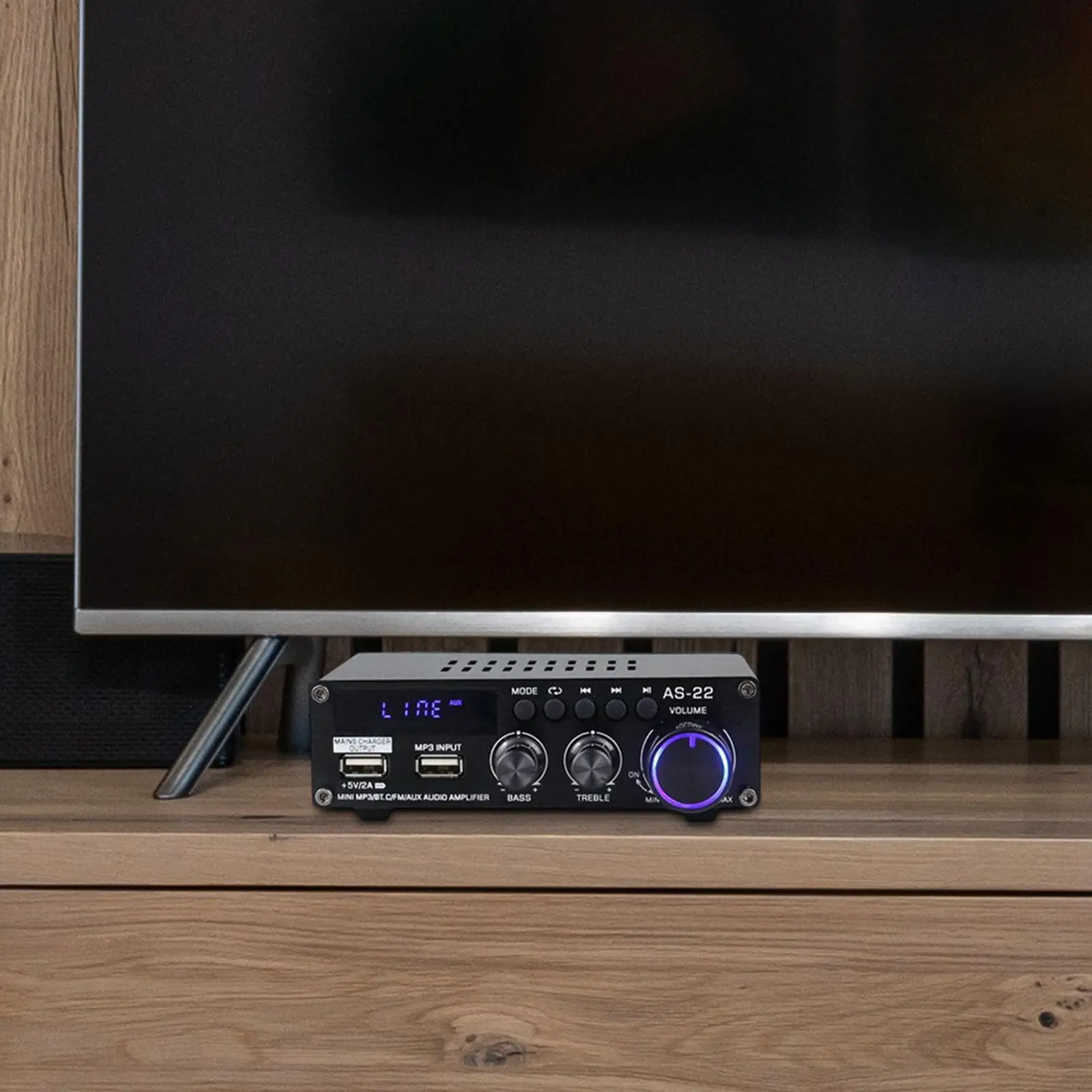 Audio Stereo Amplifier Receiver 2 Channel USB Player FM Radio Port HiFi Desktop for Home Speakers V5.0 Digital Power Amplifier