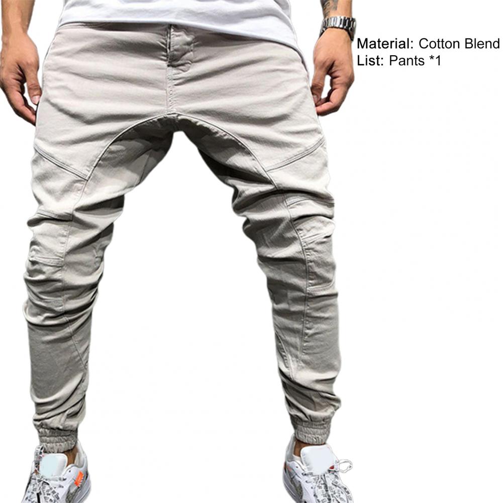 Elastic Waist Slim Hip-hop Sports Men Pants Pencil Multi Pockets Harem Joggers Pants Streetwear_voghion.com