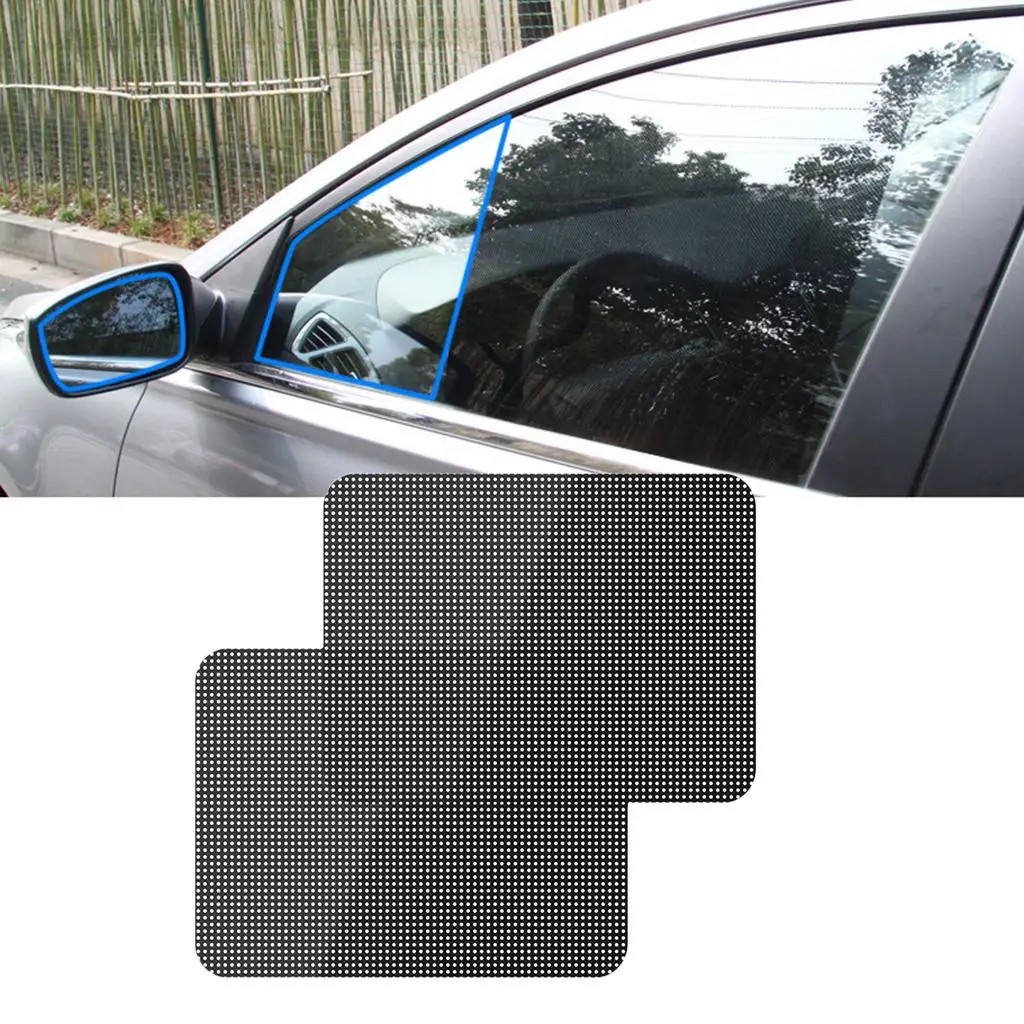 2pcs Car Side Window Film Sunshade Shade Sticker PVC Black New