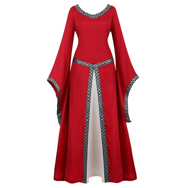 Robe Médiévale Femme - Style Renaissance Avec Capuche - Longueur Au Sol - Idée Cosplay Ou Carnaval