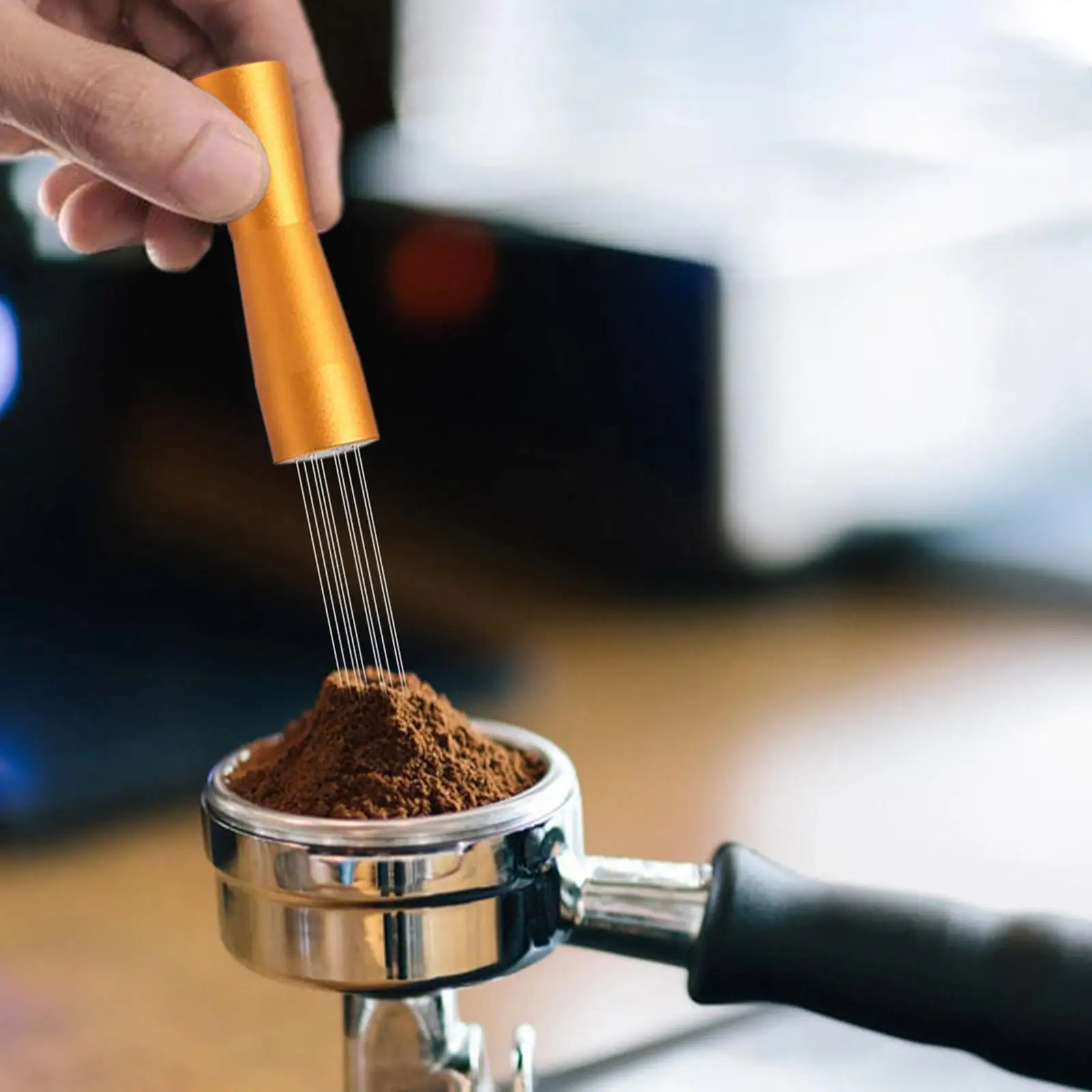 Needle Coffee Tamper W/ Coffee Art Pen Rustproof Non Slip Needle Type Leveling for Cappuccino Coffee Machine Barista Coffee Art