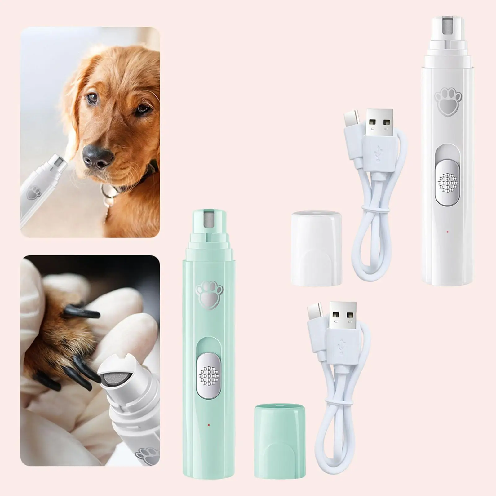 Portable Dog Nail File Trimmer USB Charging Low Noise Grinder two speed Tools