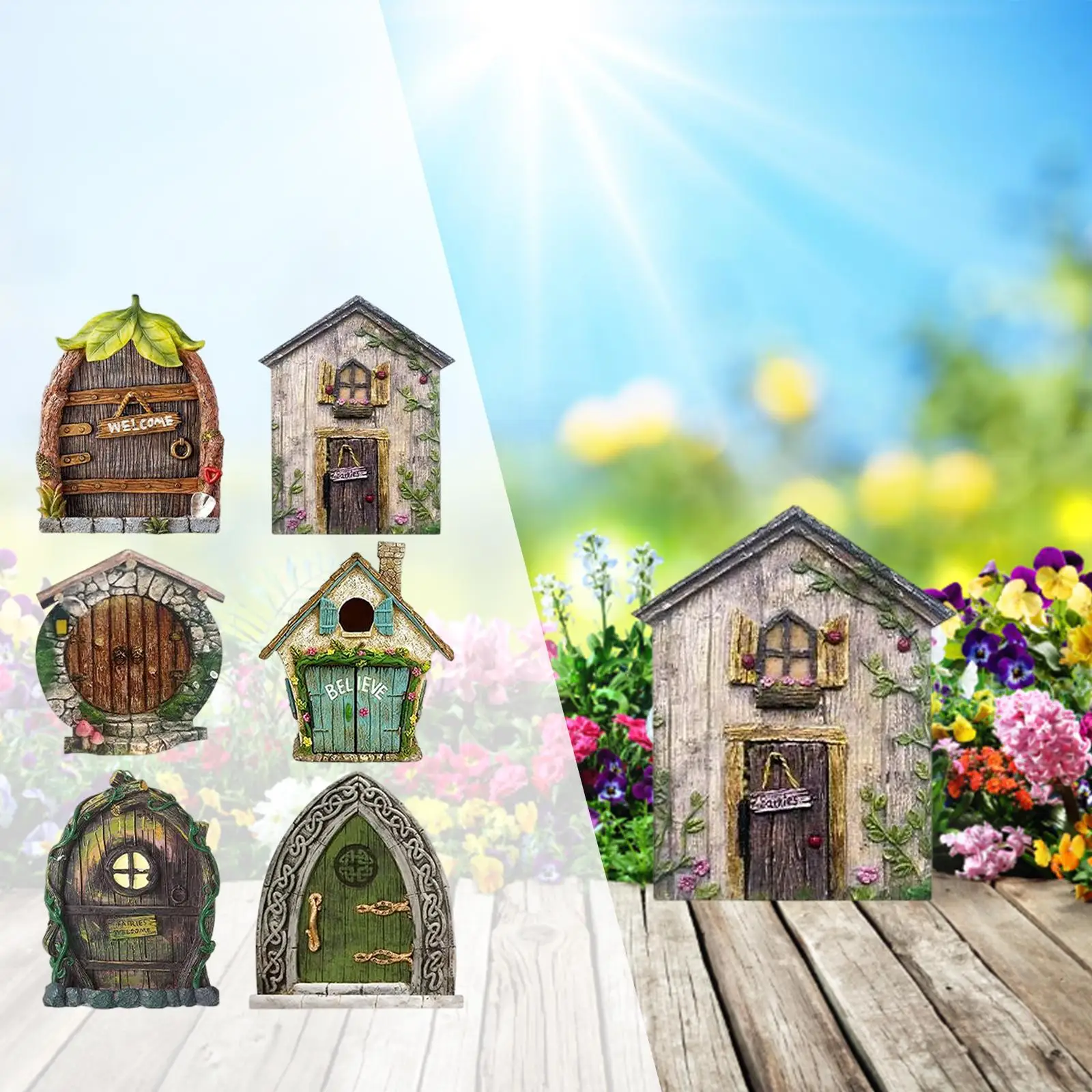 6x Miniature Fairy Tale Door DIY Accessories Decoration Presents