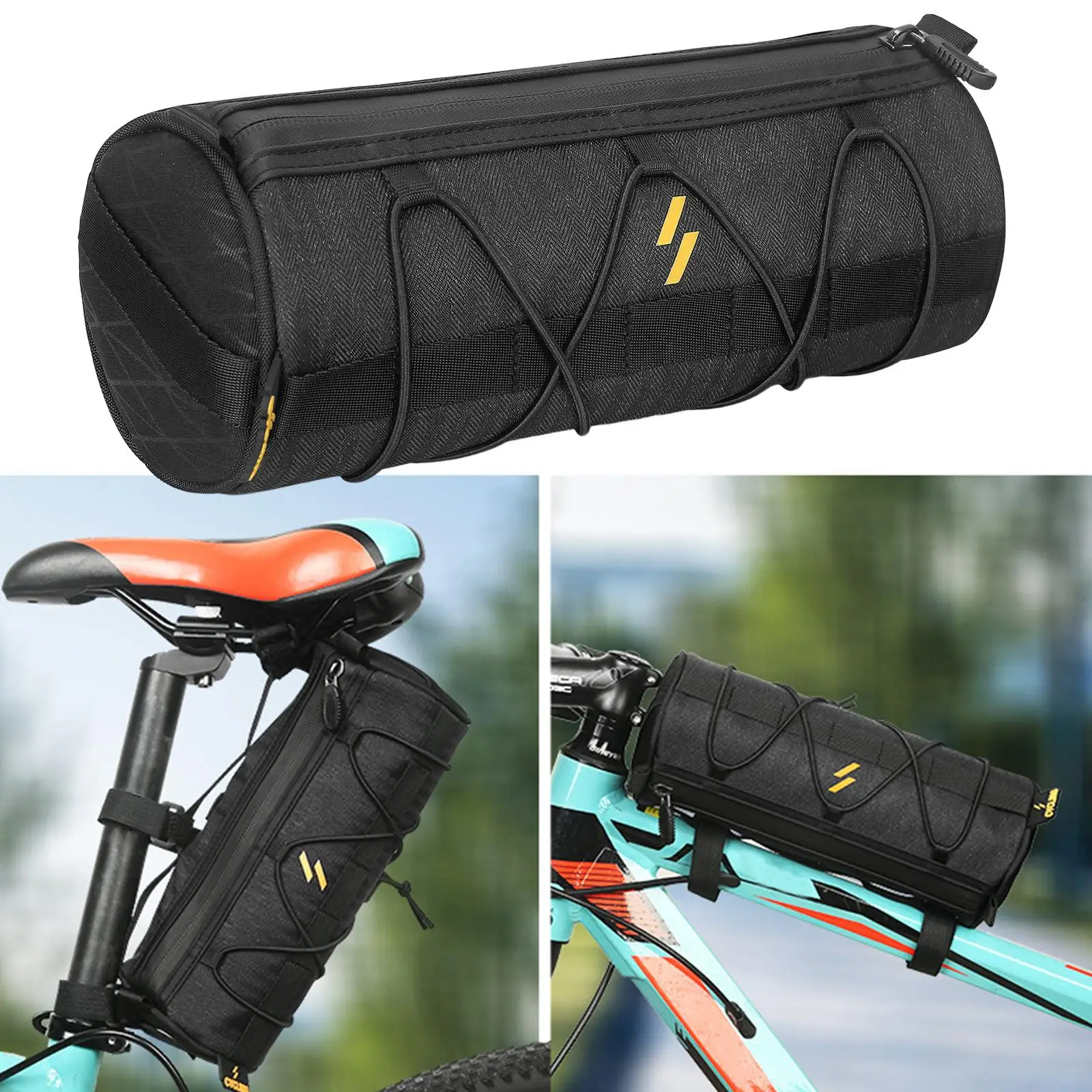 Handlebar Pannier  Pouch, Black Durable Multi Purpose Phone Holder Bike Accessories for Men  Camping Outdoor Activities Cycling