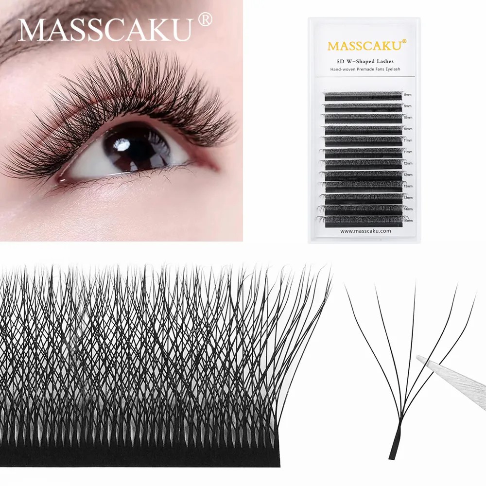 Best of MASSCAKU W Shape Lashes Soft Clover 3D4D5D Mink Lashes Extensions 0.07 C / D Curl Make-up For Women High Quality Idividual Lashes Reviews & Tips