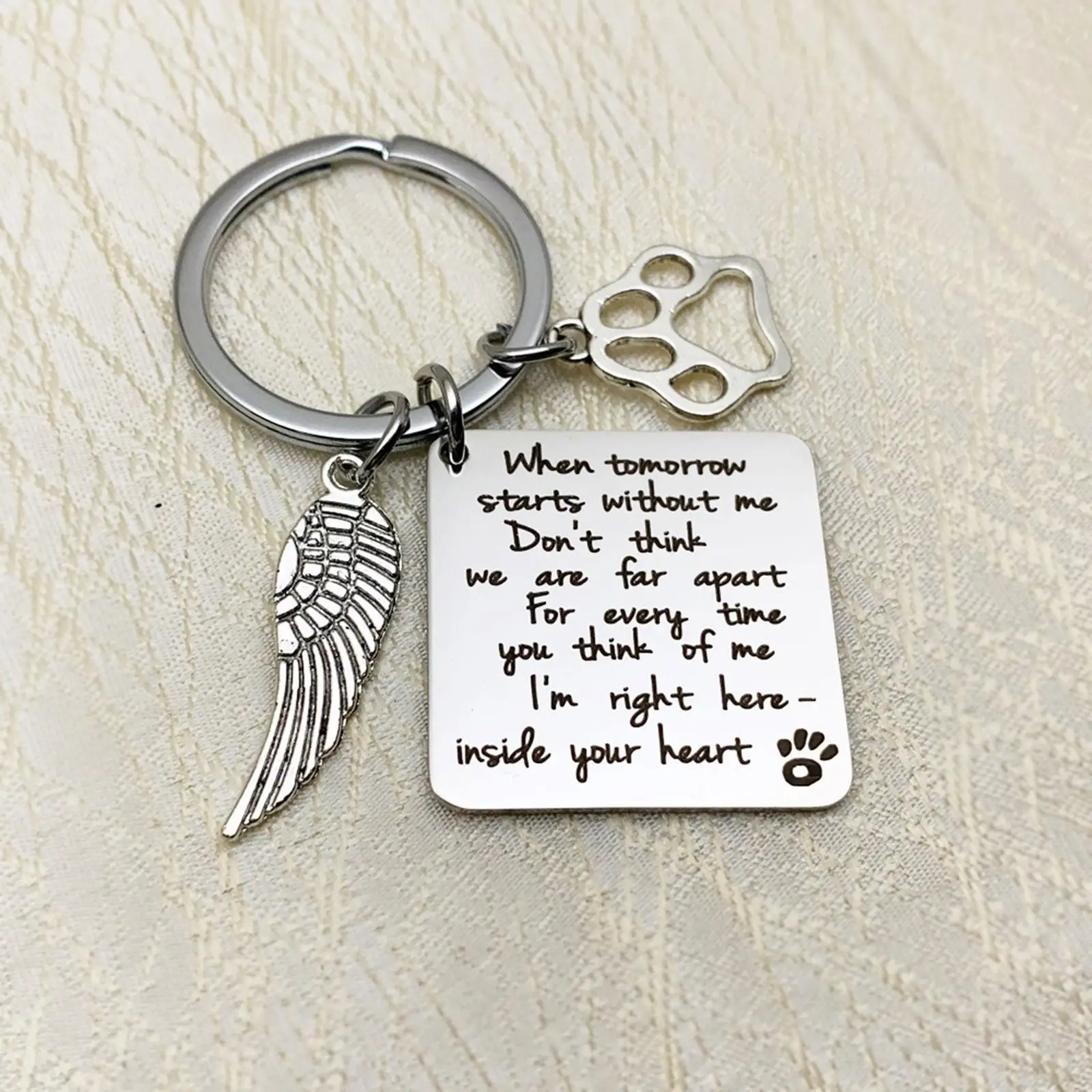 Dog Cat Pet Memorial Gifts Keychain DIY Crafts Pet Gift Cat Bereavement Keyring Pet Sympathy Gifts Memorial Key Ring