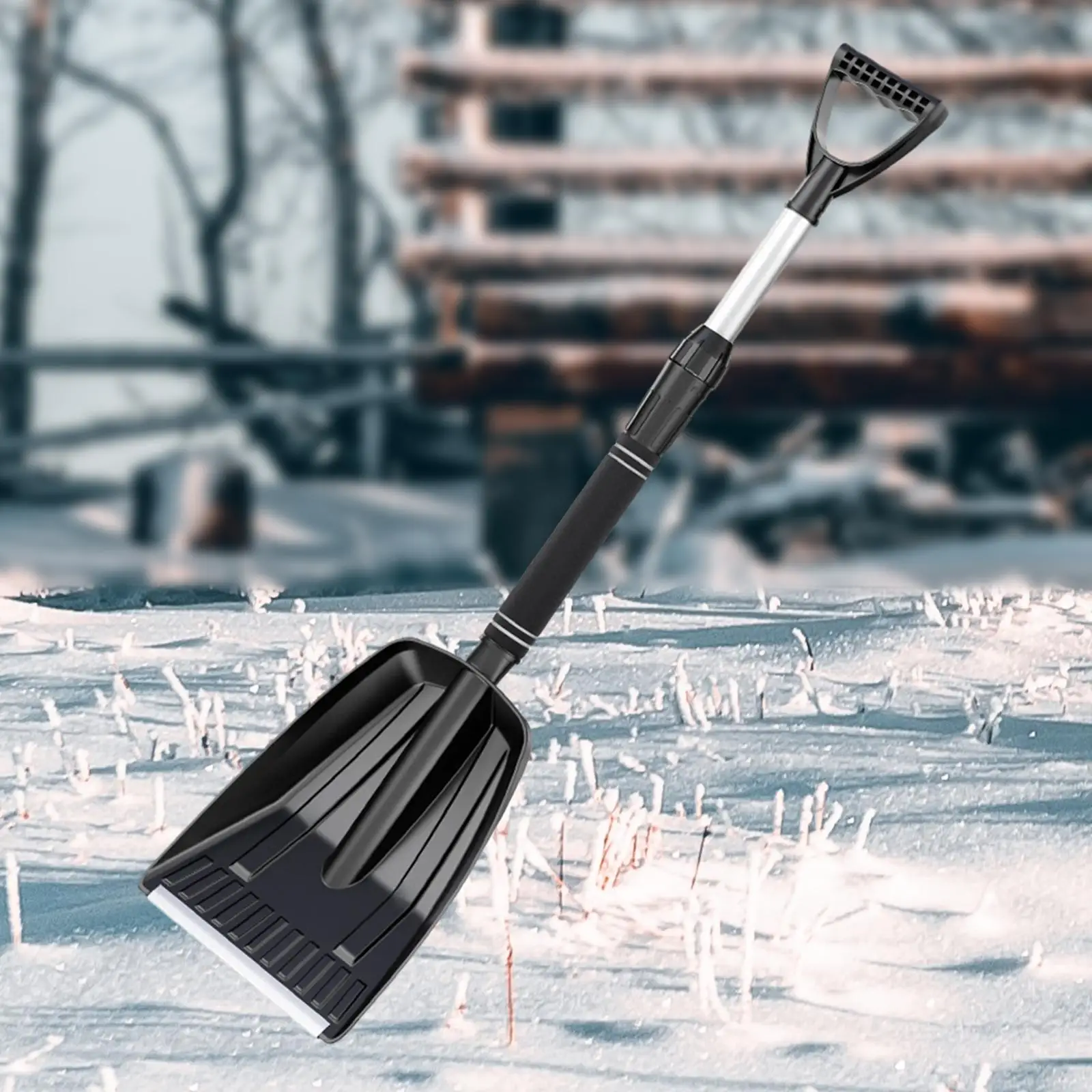 Snow Shovel Lightweight Window Cleaning with Foam Handle Portable Retractable Snow Shovel for Car Suvs Garden Beach Camping