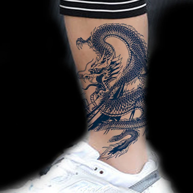 Black and White Dragon Temporary Sleeve Tattoos| WannaBeInk.com