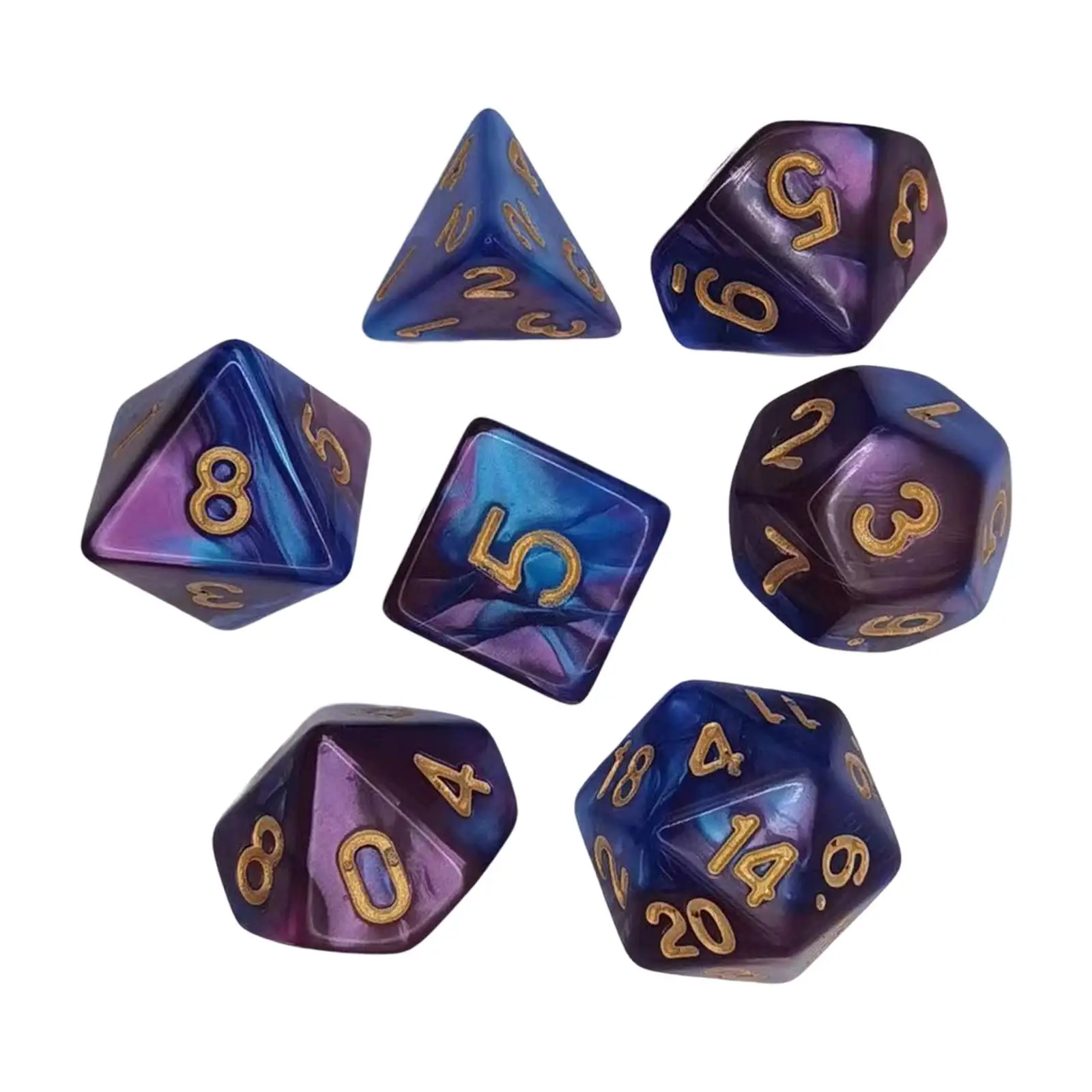 7x Colorful Polyhedral Dices Gifts Smooth Surface Acrylic for RPG Table Board Games