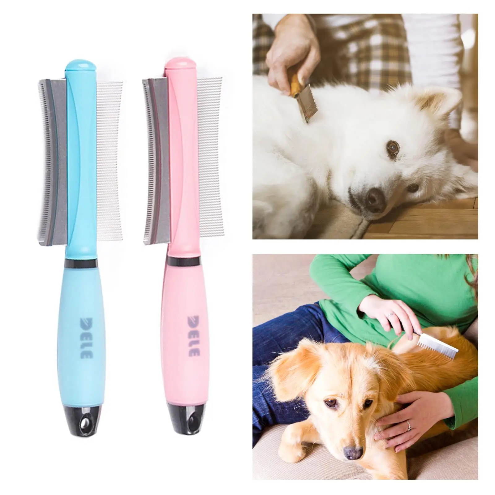 Pet Dog Grooming Comb Brush Stainless Steel Pin for Massaging Tangled Hairs