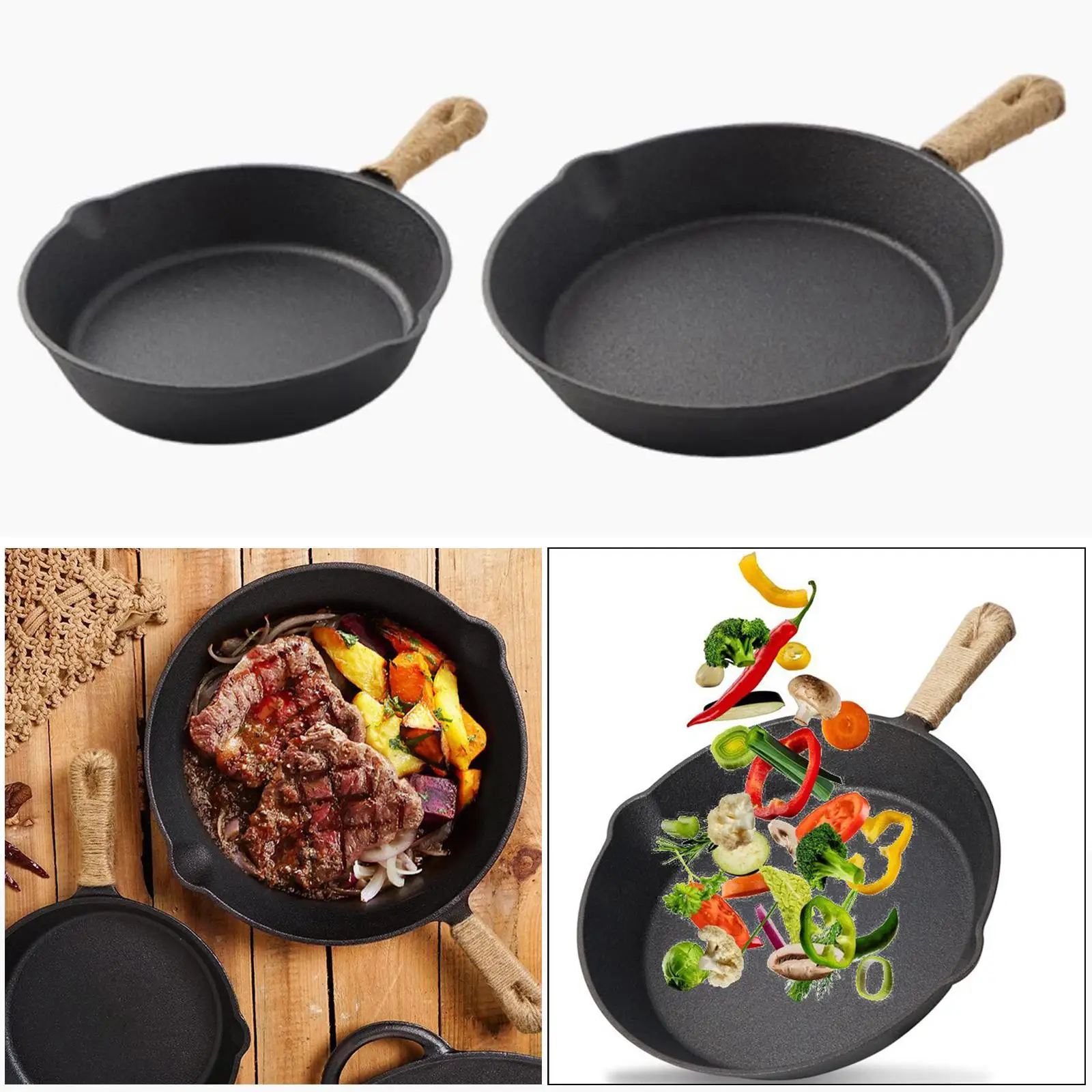 Camping Iron Nonstick Frying Pan - Frying Pan for Oven, Induction, Gas,