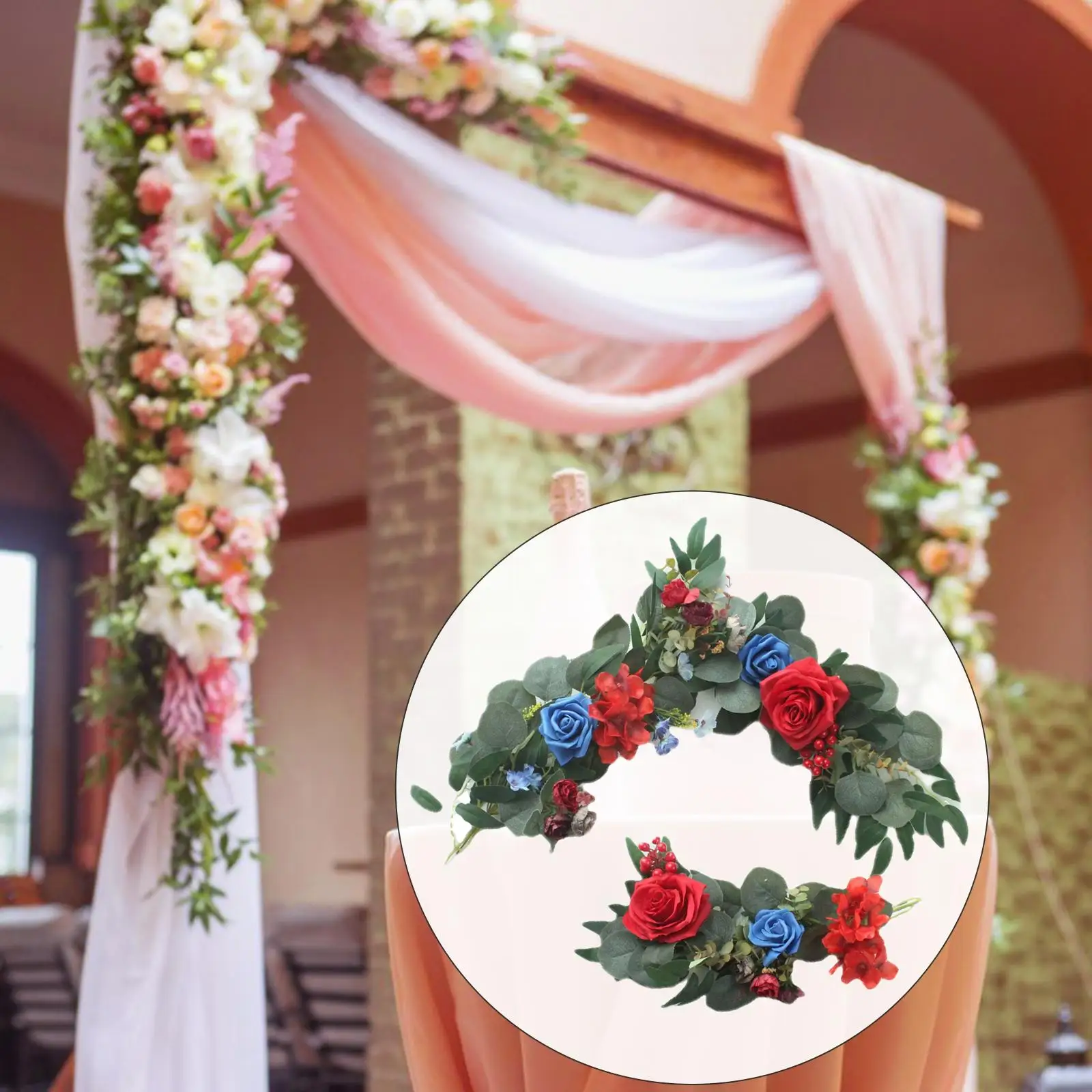 2Pcs Silk Wedding Arch Flowers Kit Display Fake Plant Artificial Flowers for Ceremony Window Backdrop Reception Home Decor