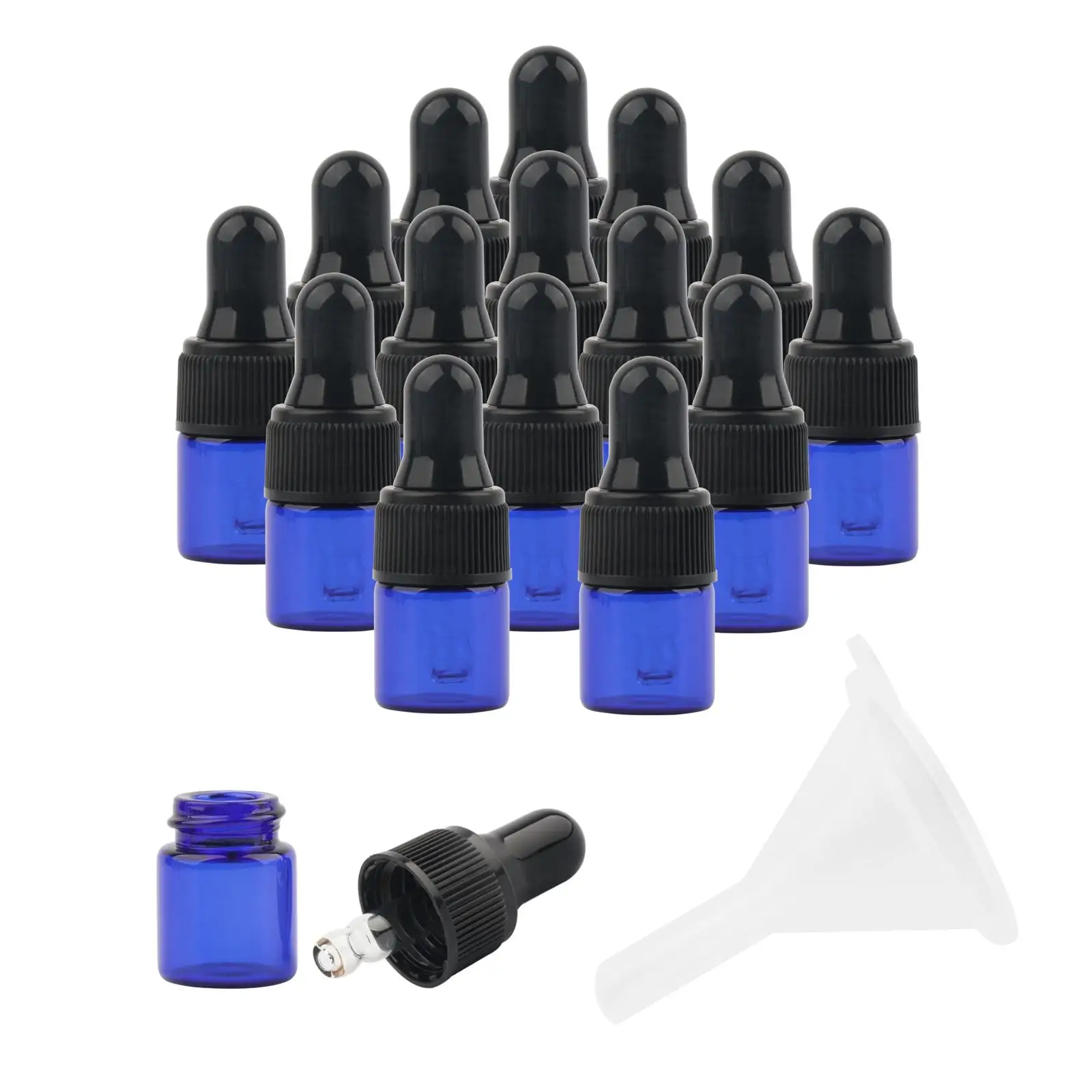 100Pcs 1ml/2ml/3ml Essential Oil Glass Bottles Mini Amber Vials Jars Orifice Reducers Caps Perfumes Blends Refillable Bottles