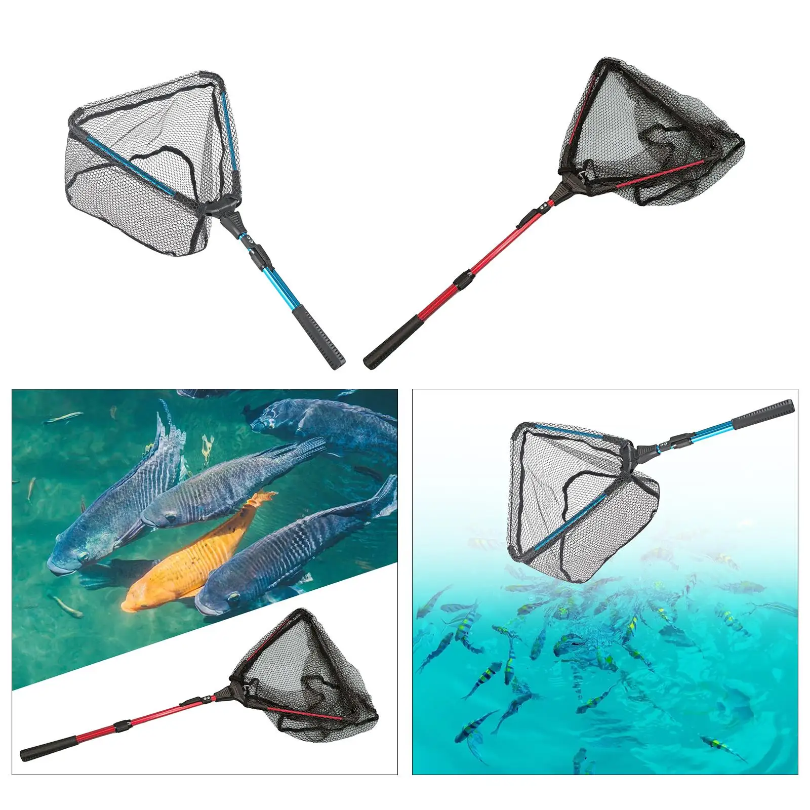 Fishing Mesh Net Telescopic Pole Durable Non Slip Grip Aluminium Alloy Rod Landing Net Fishing for Trout Saltwater Sea Fishing