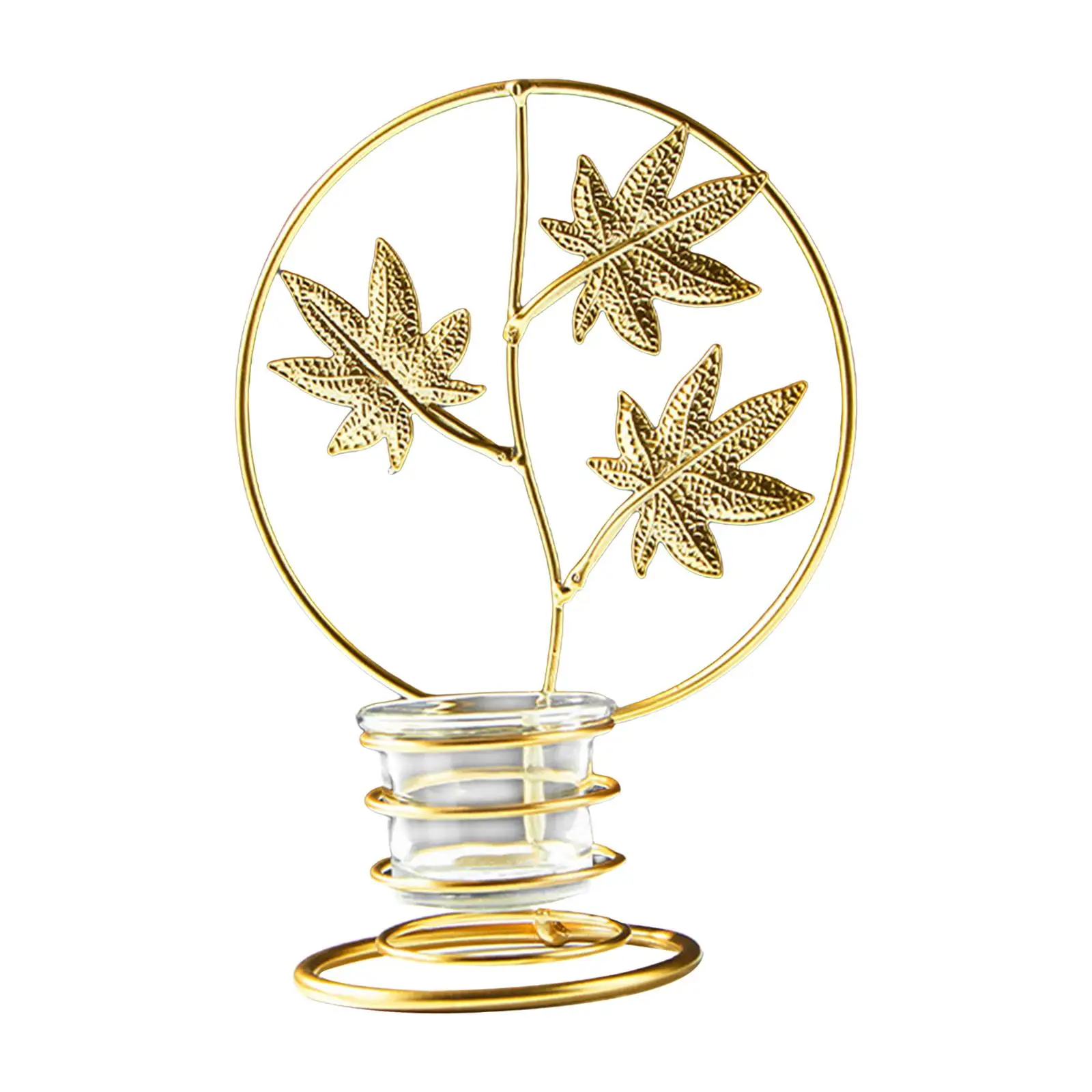 Tea Lights Candle Holder Decorative Metal Leaves Candlestick Iron Candleholder for Home Wedding New Year Festival Dining Table