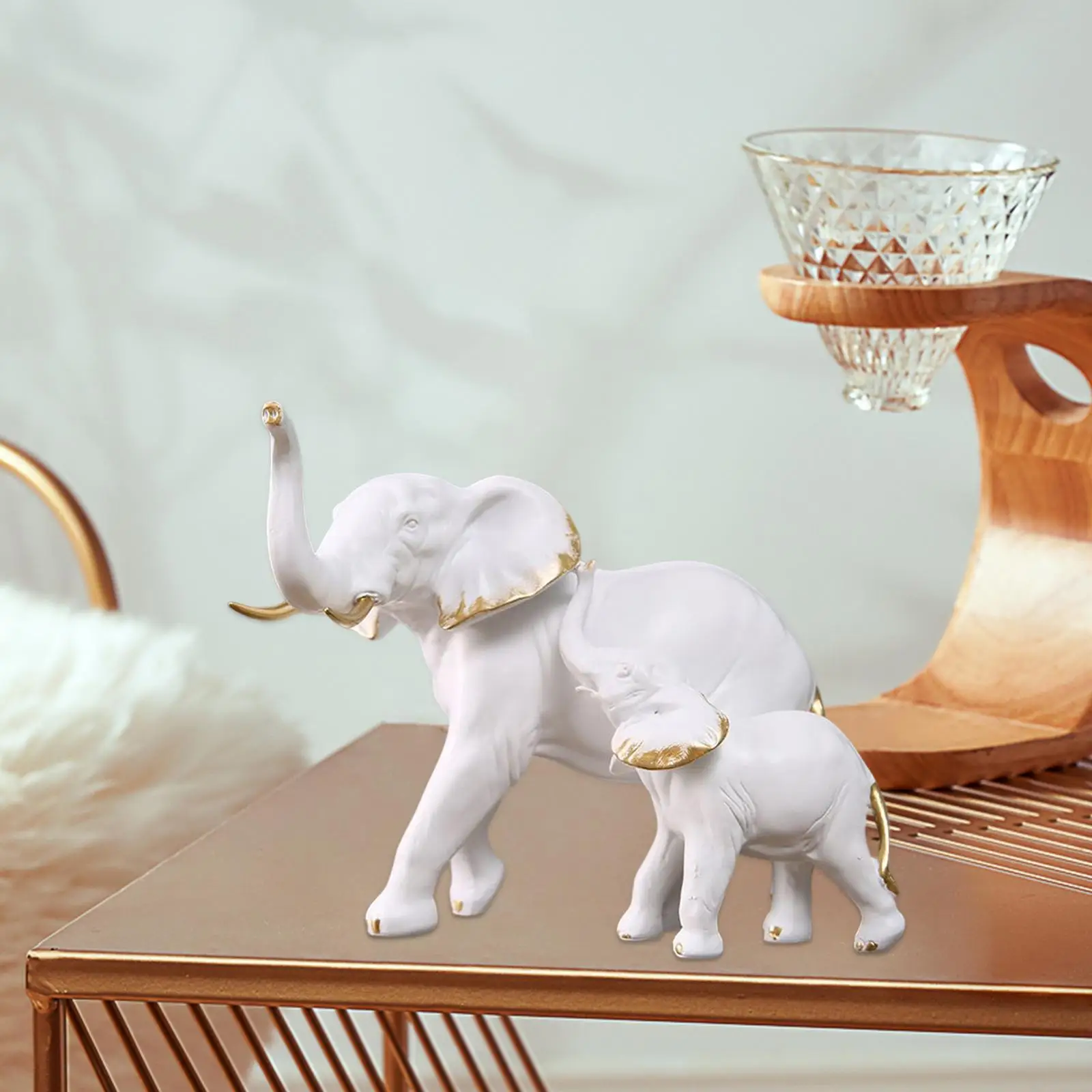 Elephant Statues Sculpture Home Resin Figurines for Entryway Bookshelf Xmas