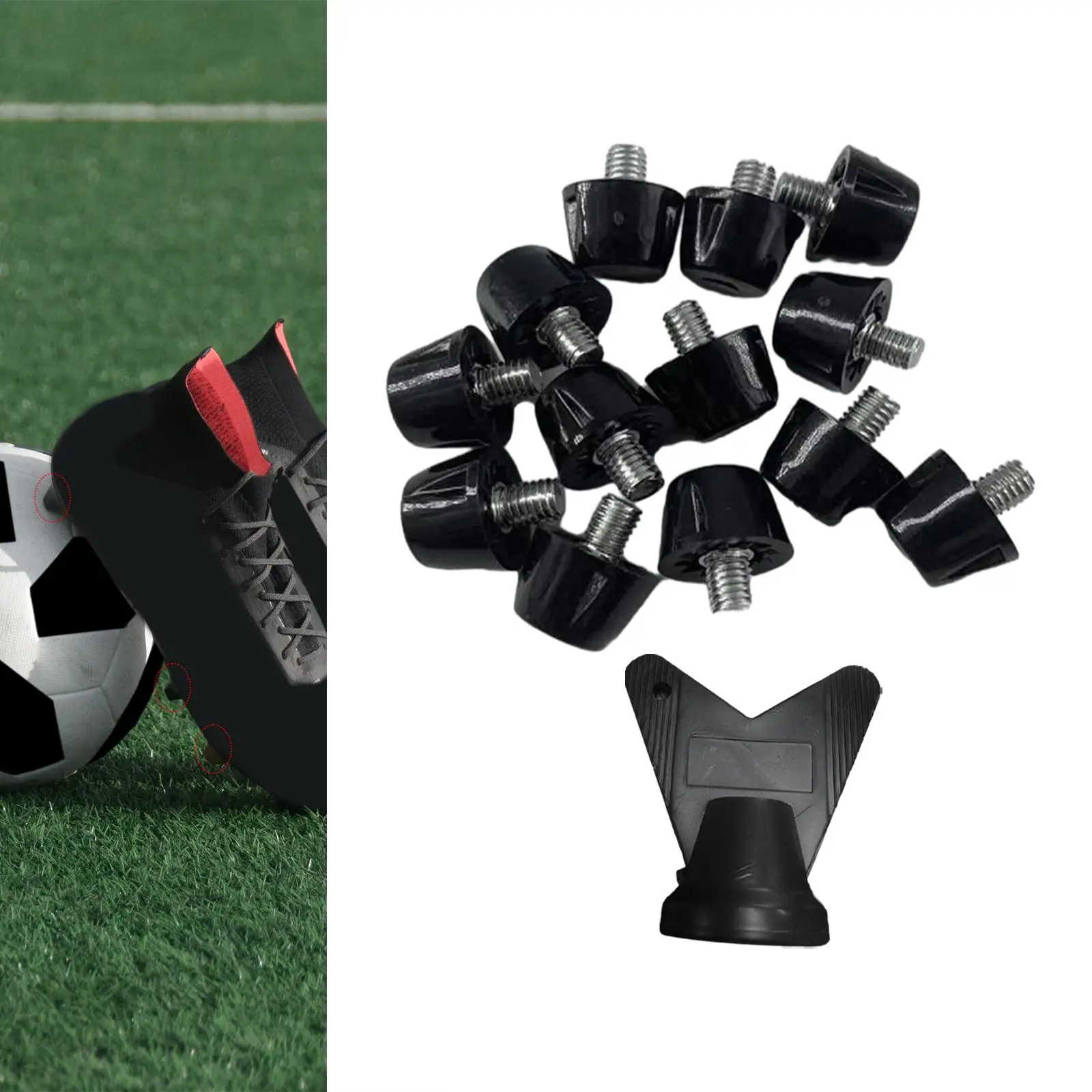 12Pcs Football Boot Studs Universal M5 Screw in Non Slip Rugby Shoes Studs Replacement Football Studs Track Shoe Accessories