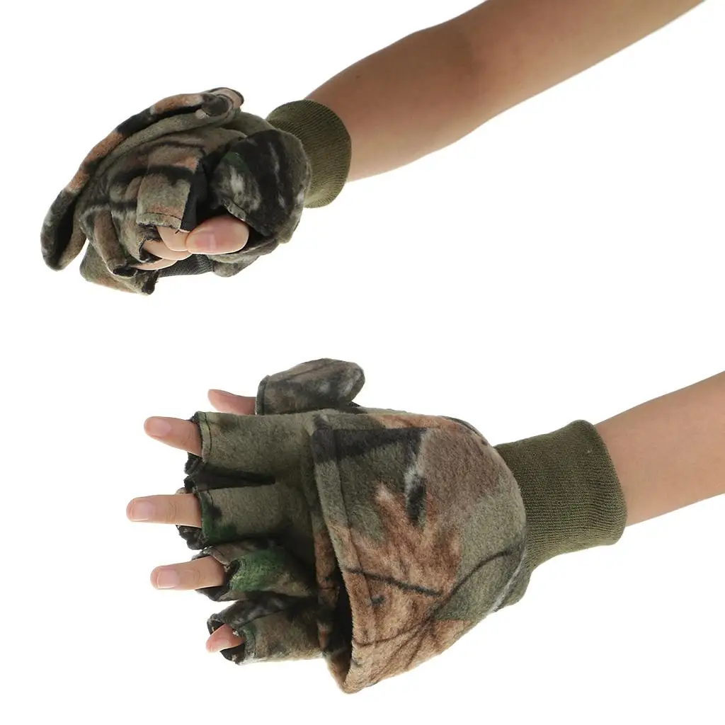 Ice Fishing Gloves Convertible Mittens Fingerless Warm for Cold Weather and