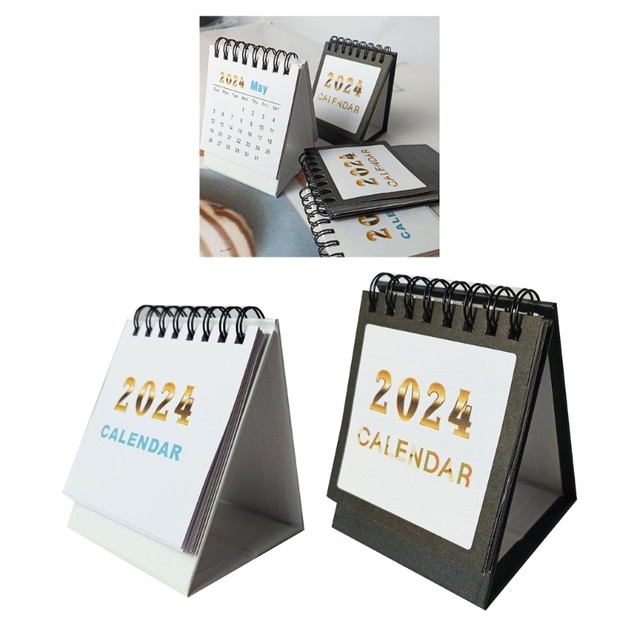 2024 Mini Desk Calendar for Office Workers and Students with Week Numbers