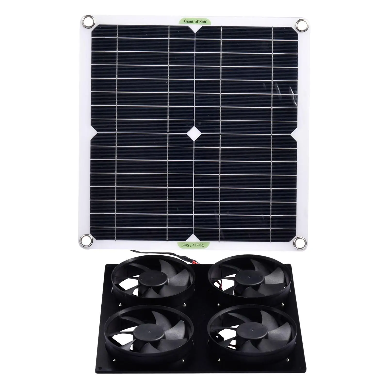 Indoor Solar Panel Fan Kit Four Exhaust Fan Panel Module Chicken House 6W Pet Mounted for Window RV Roofs Outdoor Shed Phone