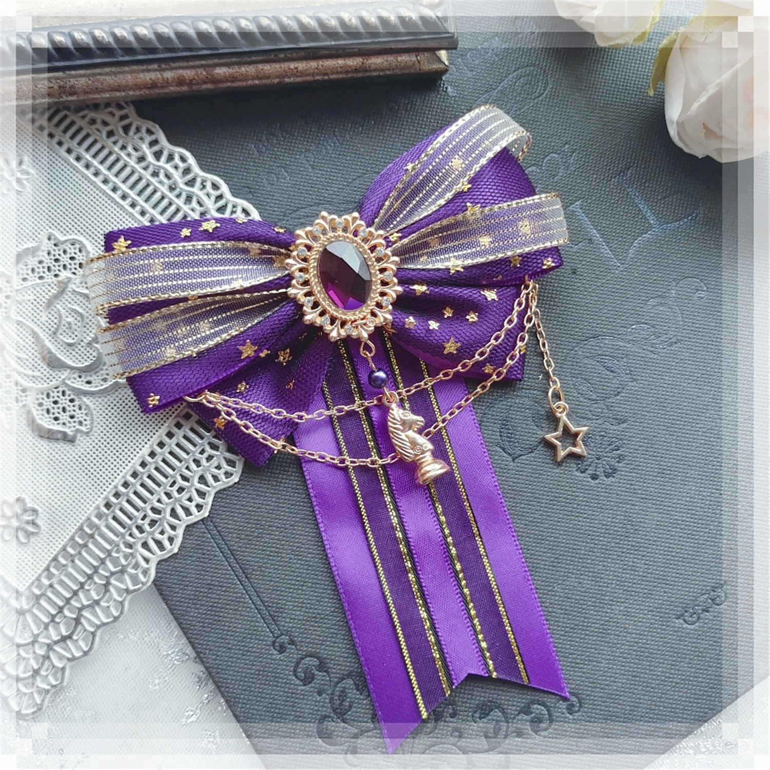 Luxus Frauen Fliege Brosche Original Garn Band Persönlichkeit Quaste Anhänger Mode Lolita Uniform Hemd Fliege Geschenk für Frauen – Detail 2
