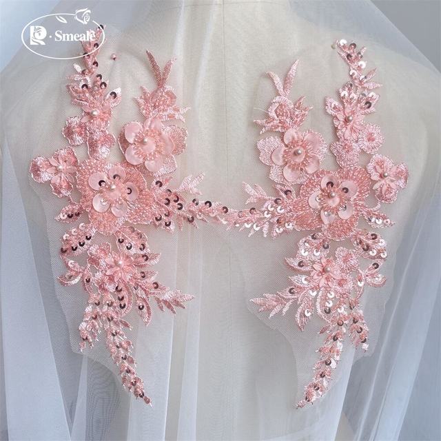 Candy Pink Floral Bead Embroidery Scarf-Turkish embroidery, handmade cheapest bead lace