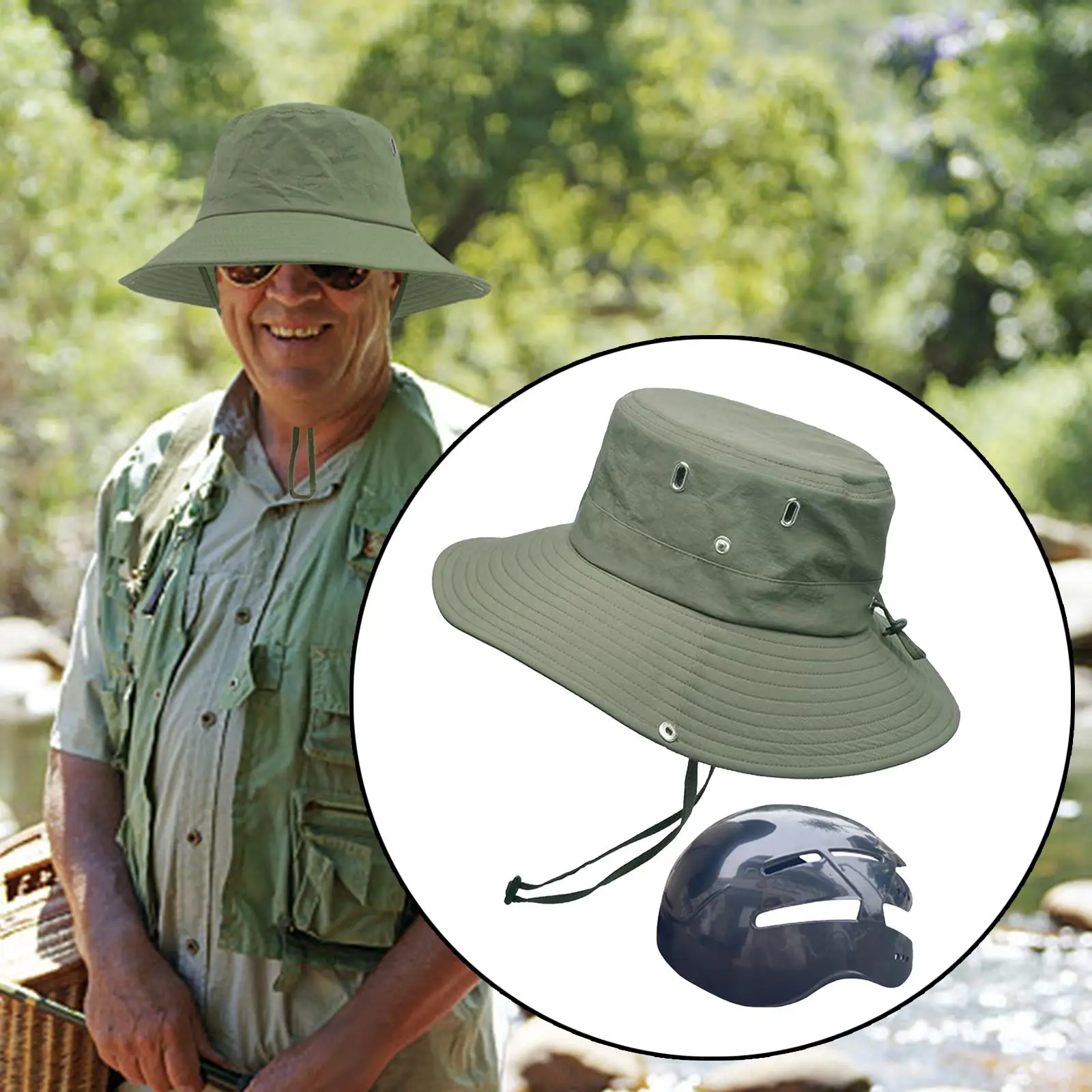 Sun Hat with Strap Foldable Bucket Hat with Strings for Golf Summer Vacation