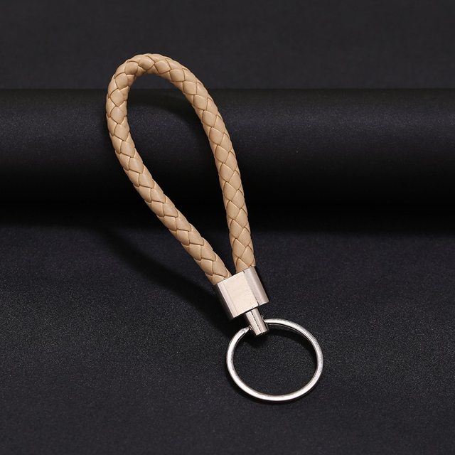 20Pcs PU Leather Braided Woven Rope Keychain DIY Bag Pendant
