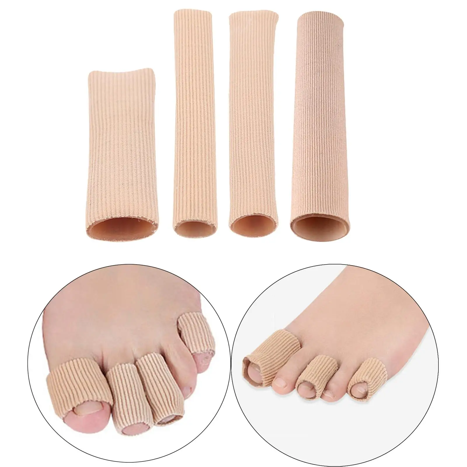 5 Pieces Soft Finger Toe Tube Protectors Foot Cover Relief Toe Pressure Sleeve Brace Elastic for Men Blister Corns Bunion Women