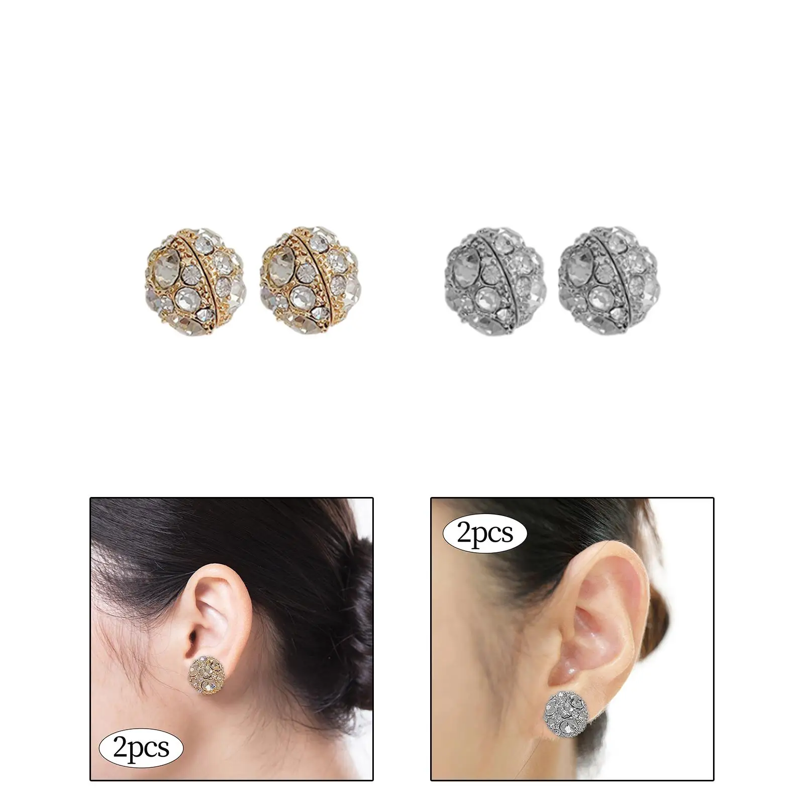 2x Magnetic Earrings Tiny Acupuncture Point Ear Stud for Party Birthday Girl