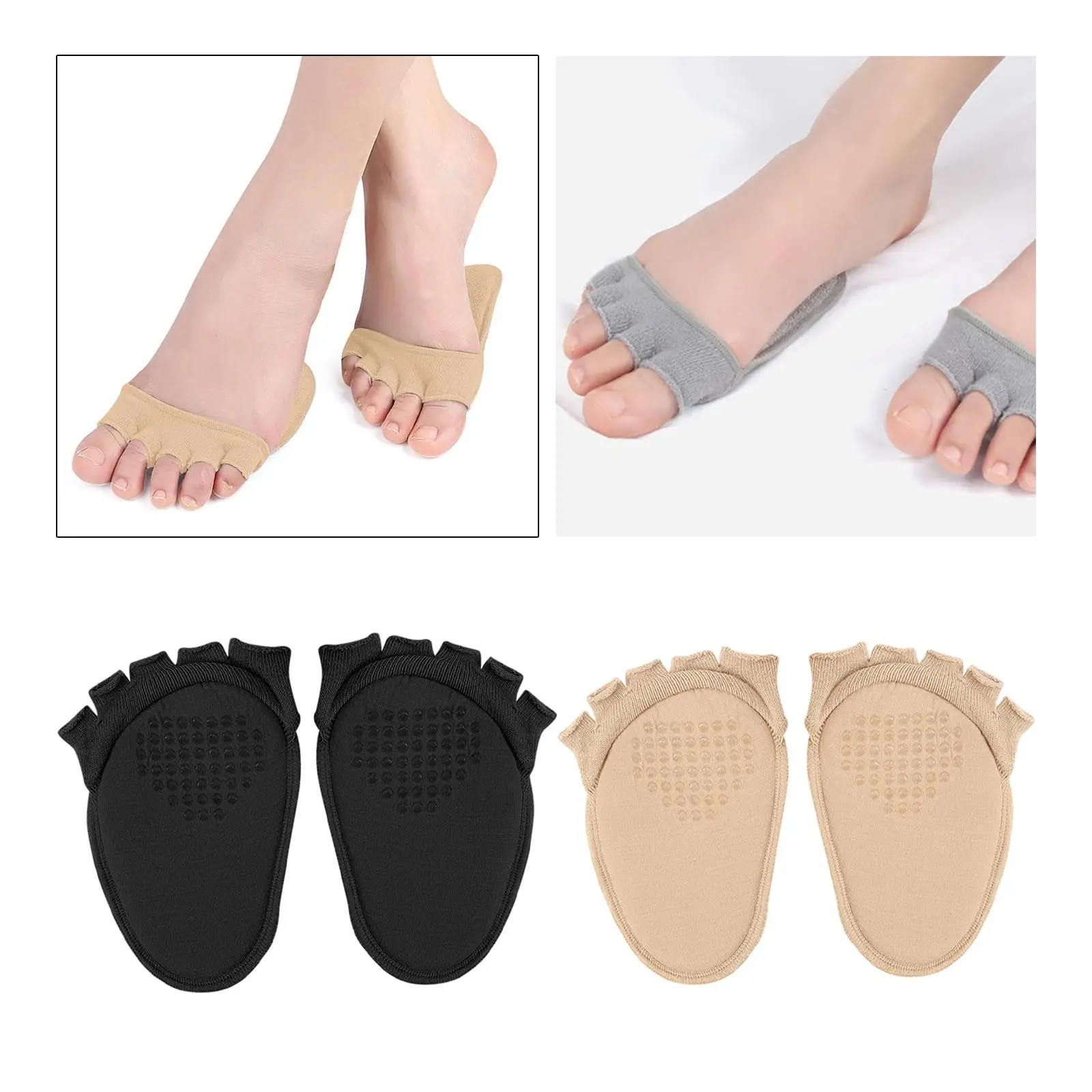 Women Toe Socks Invisible Nonslip Sponge  Socks  Finger Half Socks for High Heels Flats Slides Sandals Boots