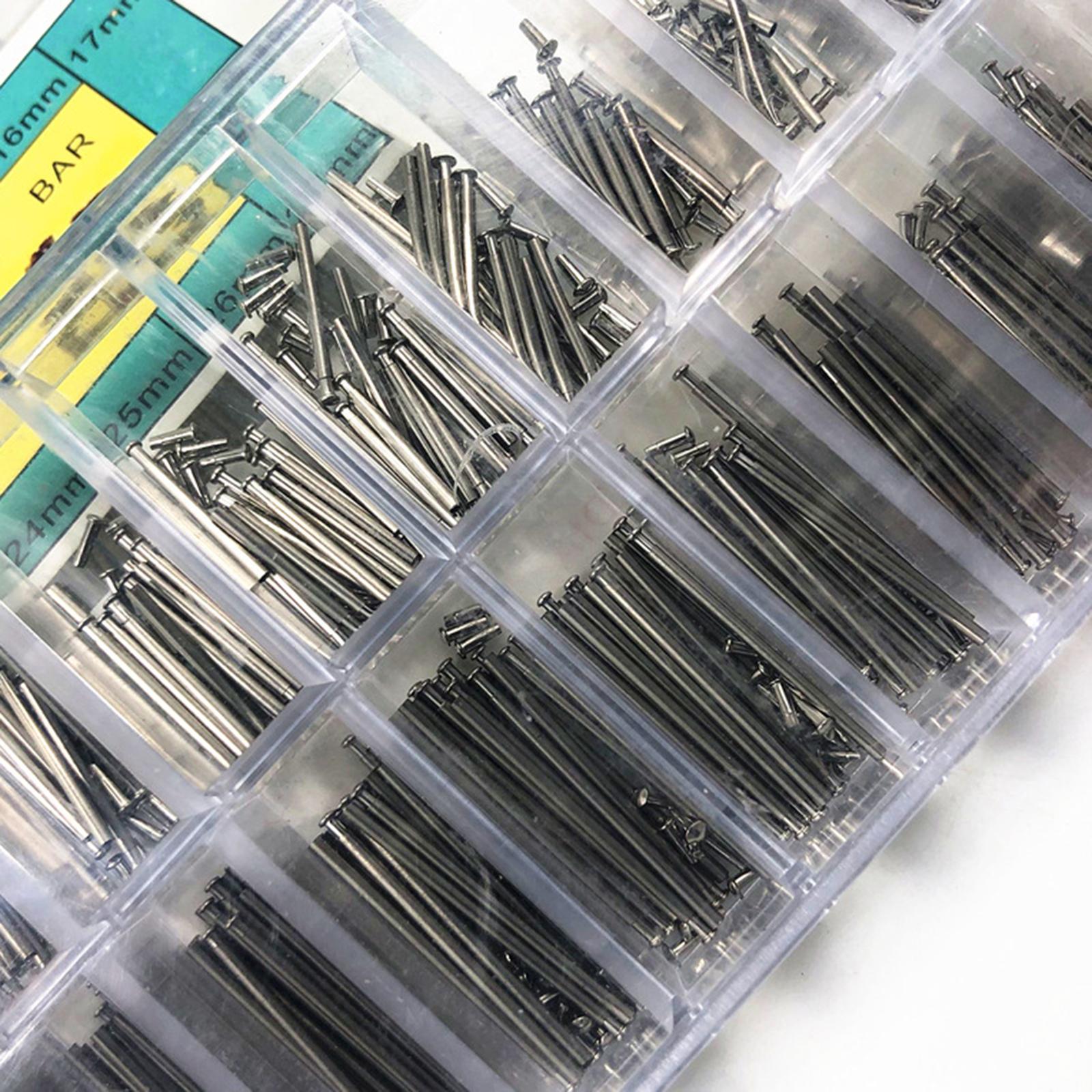 300 Pieces Stainless Steel Watch Strap Link Pins Spring Bars 8-27mm Watchmaker Tool Repair 20 Different Sizes Jewelry Making