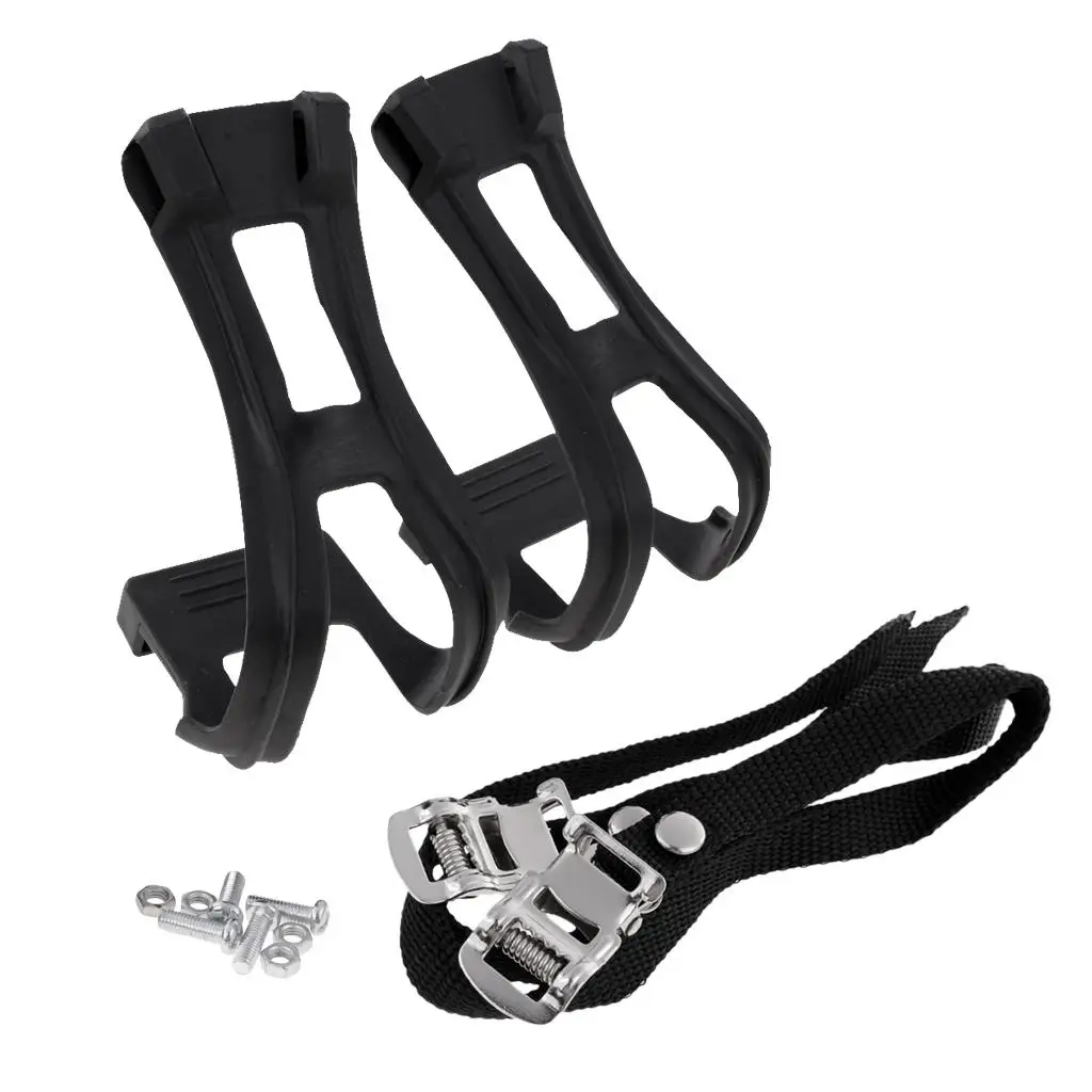 1 Pair   Bike Racing Road Mountain Toe Clips and Straps Durable,