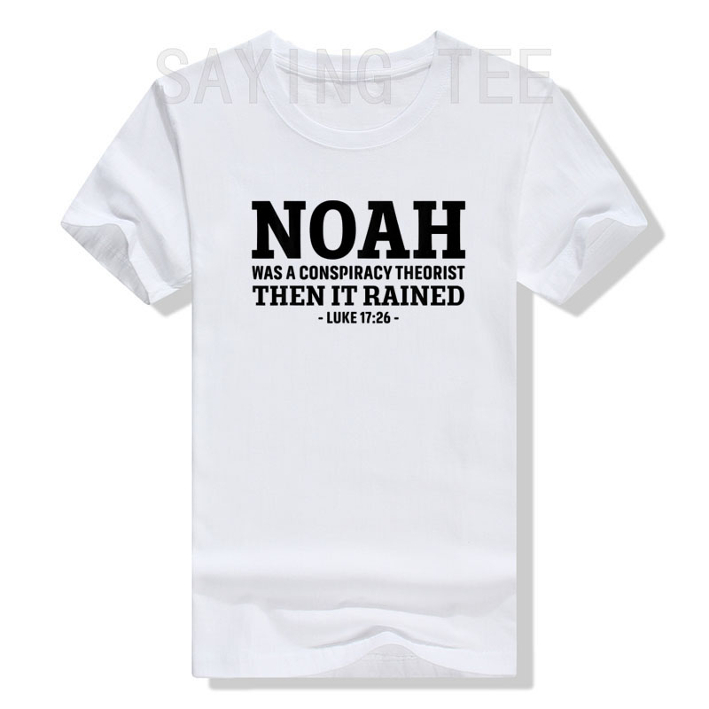 Noah war ein Verschwörung theoretiker, dann regnete es T-Shirt lustige Jesus Christen Sprüche Zitat Grafik Tee Top Veteran Militär geschenk – Detail 13