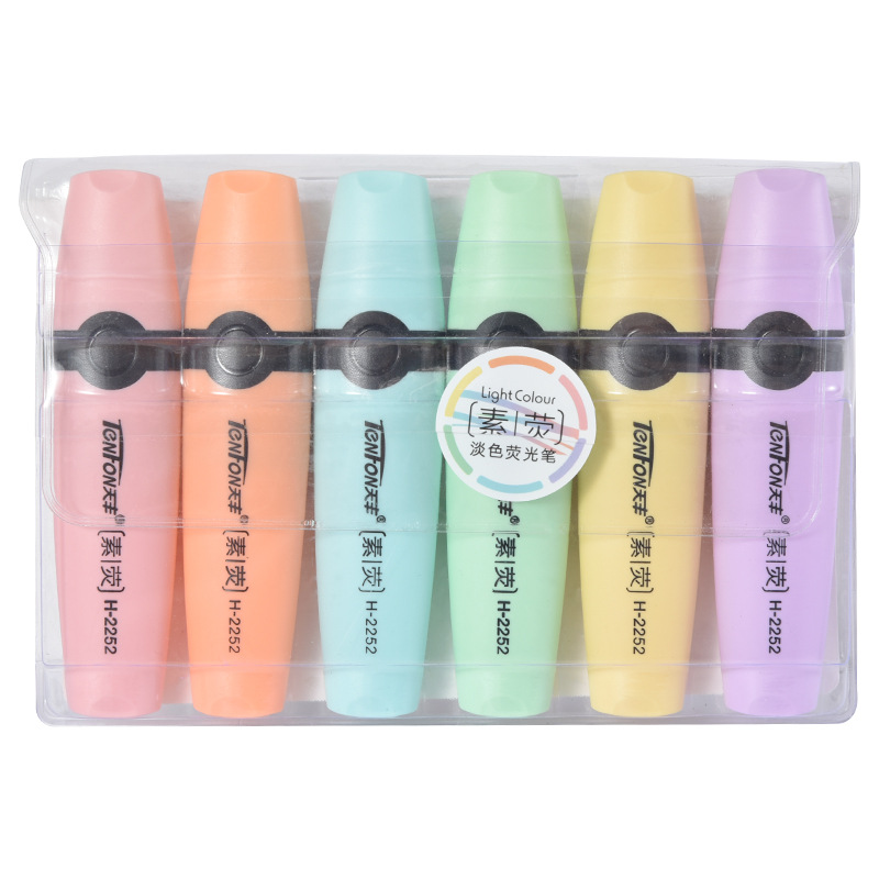 6 Teile/satz Highlighter Pastell Farben Meißel Spitze Marker Stift Flache Einzigen Kopf Licht Farbe Schräge Zeichnung Fluoreszierende Stift Marker – Detail 6