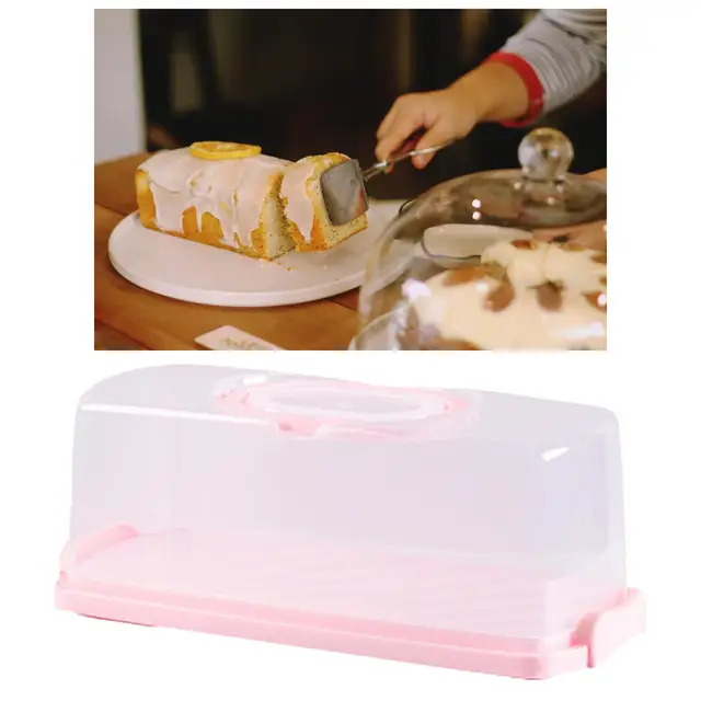 Portable Rectangular Loaf Bread Container with Transparent Lid Cake Storage  Box with Handle Plastic Organizer for Kitchen