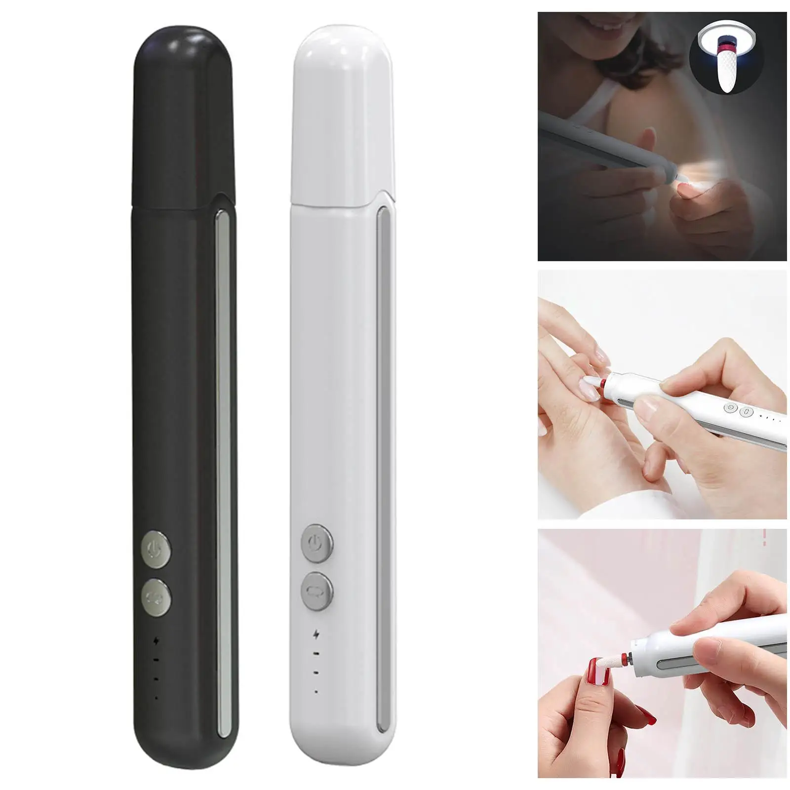 Mini Electric Nail Drill Set with Light Gel Remover Nail Grinder Art Pen Tools Nail Polisher Hand Foot Care for Home Salon