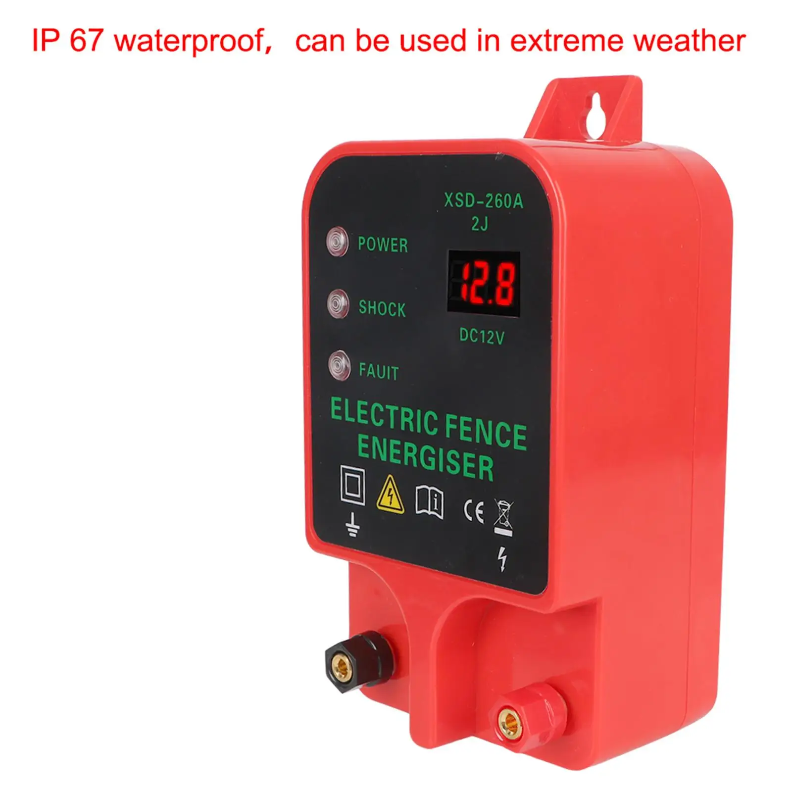 Portable Electric Fence Energizer LCD Display Waterproof High Voltage 10km Rechargeable for Horse Cattle Sheep Fence AU