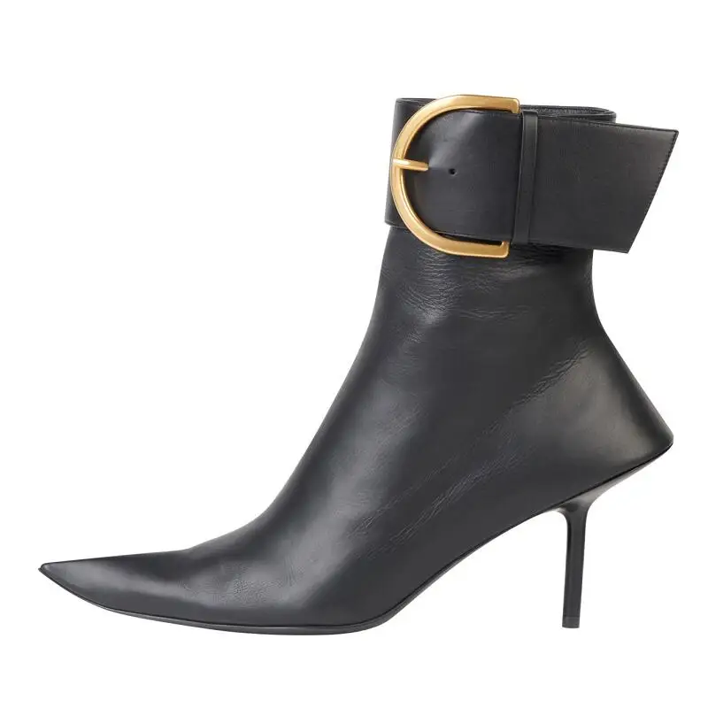 pointed toe buckle boots