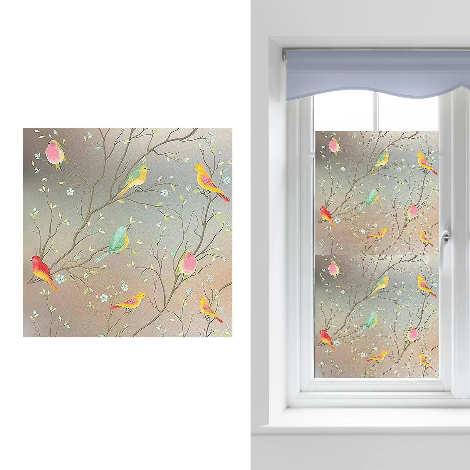 Window Privacy Film Decorative Birds Window Decal for Kitchen Dorm Apartment