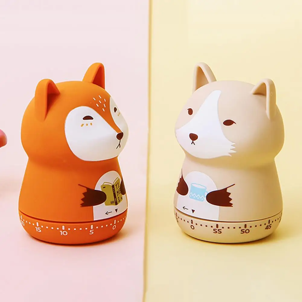 4 Styles Timer Cooking Alarm 360 Degree Rotating Loud Ring Plastic Cartoon Wind Up Animal Clock Timer Kitchen Accessories