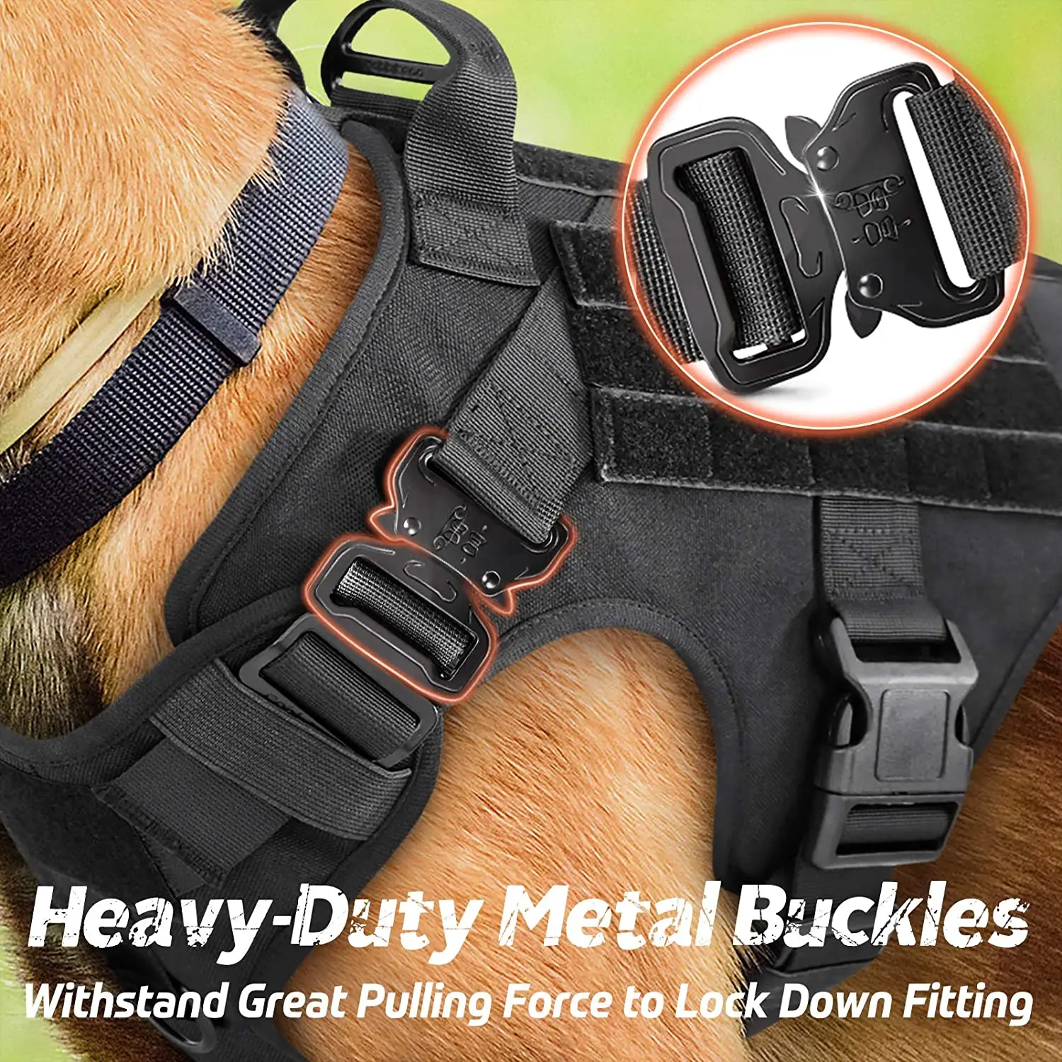 Tactical Dog Harness And Leash Set Military Training MOLLE K9 German Shepherd Pet Large Dogs Metal Buckle