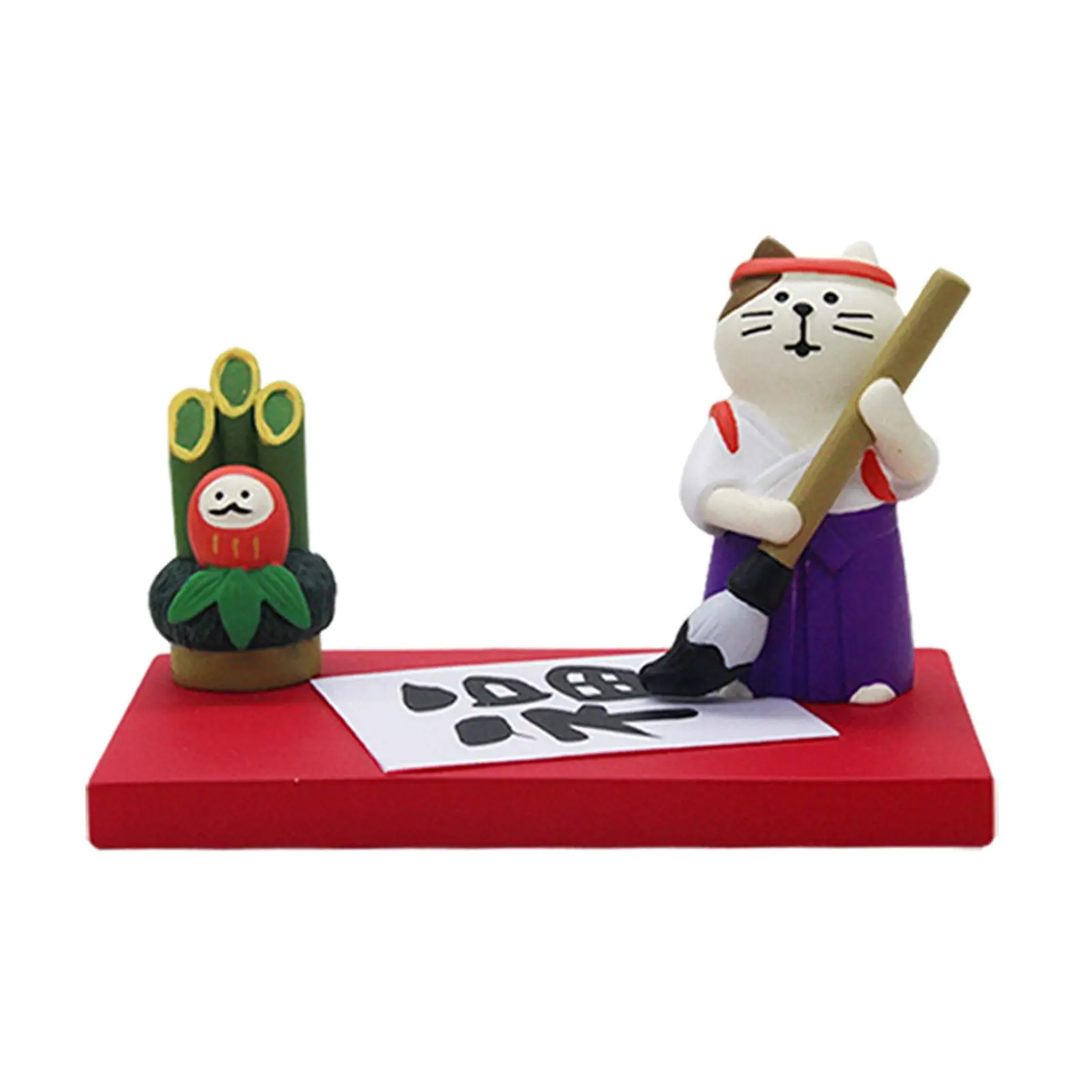 Creative Dollhouse Calligraphy Cat Statue for Dollhouse Desktop Office Collection
