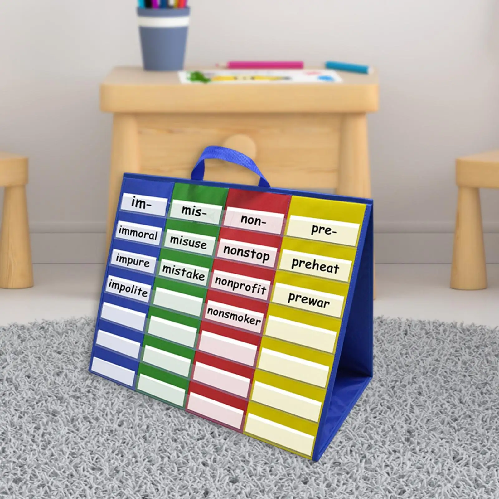 Chart Pocket Classroom Learning Materials Desktop for Grammar Cards Word