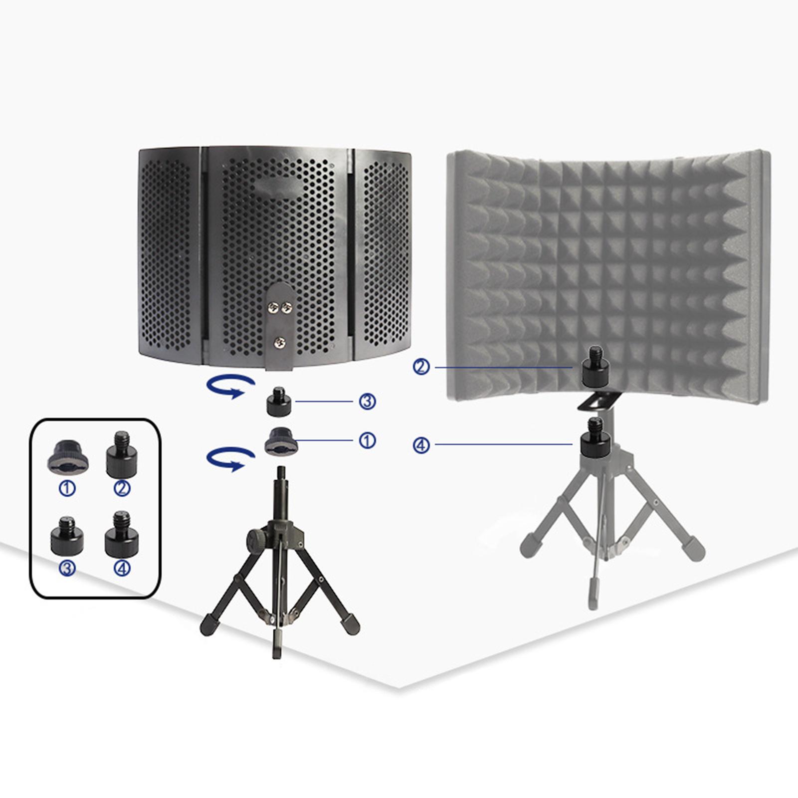 Microphone Screen with Stand Adjustable Mic Sound Dampening Foam