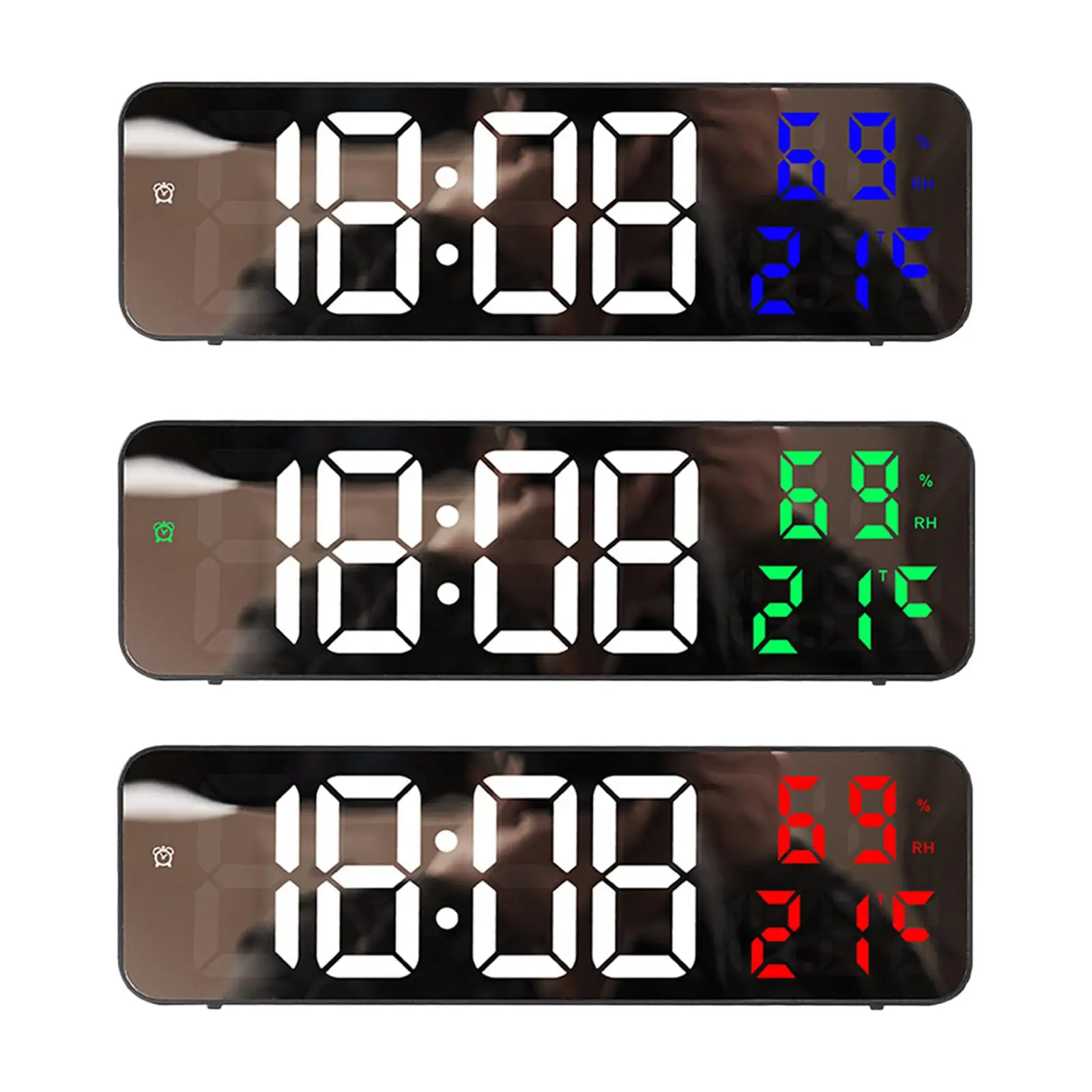 LED Alarm Clock LED Display Temperature Meter Hygrometer 12/24H Wall Mounted Digital Desktop Clock Watch for Office Bedroom Home