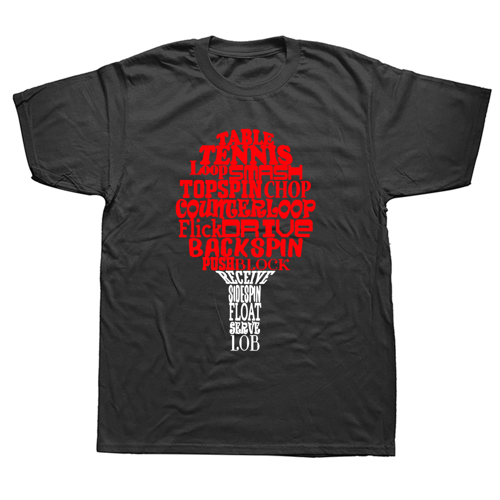 Lustige Tischtennis Wort Wolke T Shirts Grafik Baumwolle Streetwear Kurzarm Geburtstag Geschenke Ping Pong T-shirt Herren Kleidung – Detail 2
