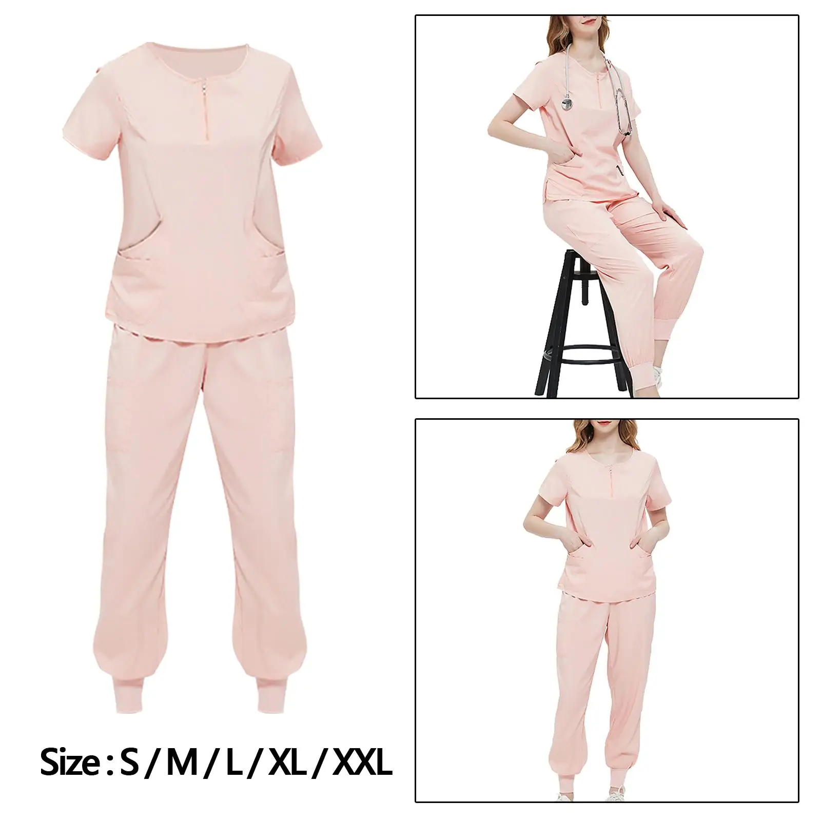 Uniforms Scrub Set Short Sleeve Nurse Top Pants Women Pink Comfortable Thin Work suits Workwear for Veterinary Pet Grooming