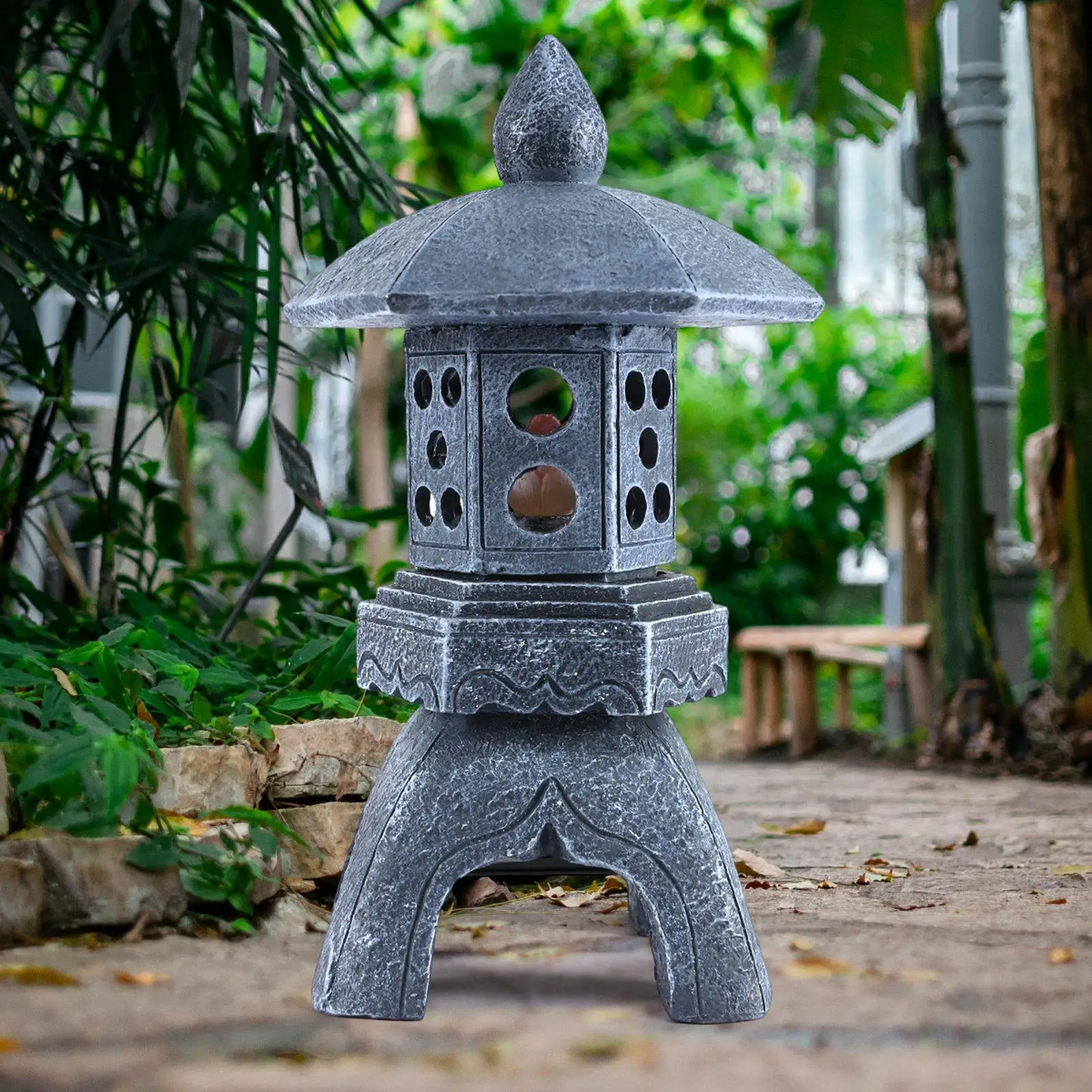Asian Zen Pagoda Garden Statue Outdoor Japanese Lamp Lantern for Home Garden Landscape Decor