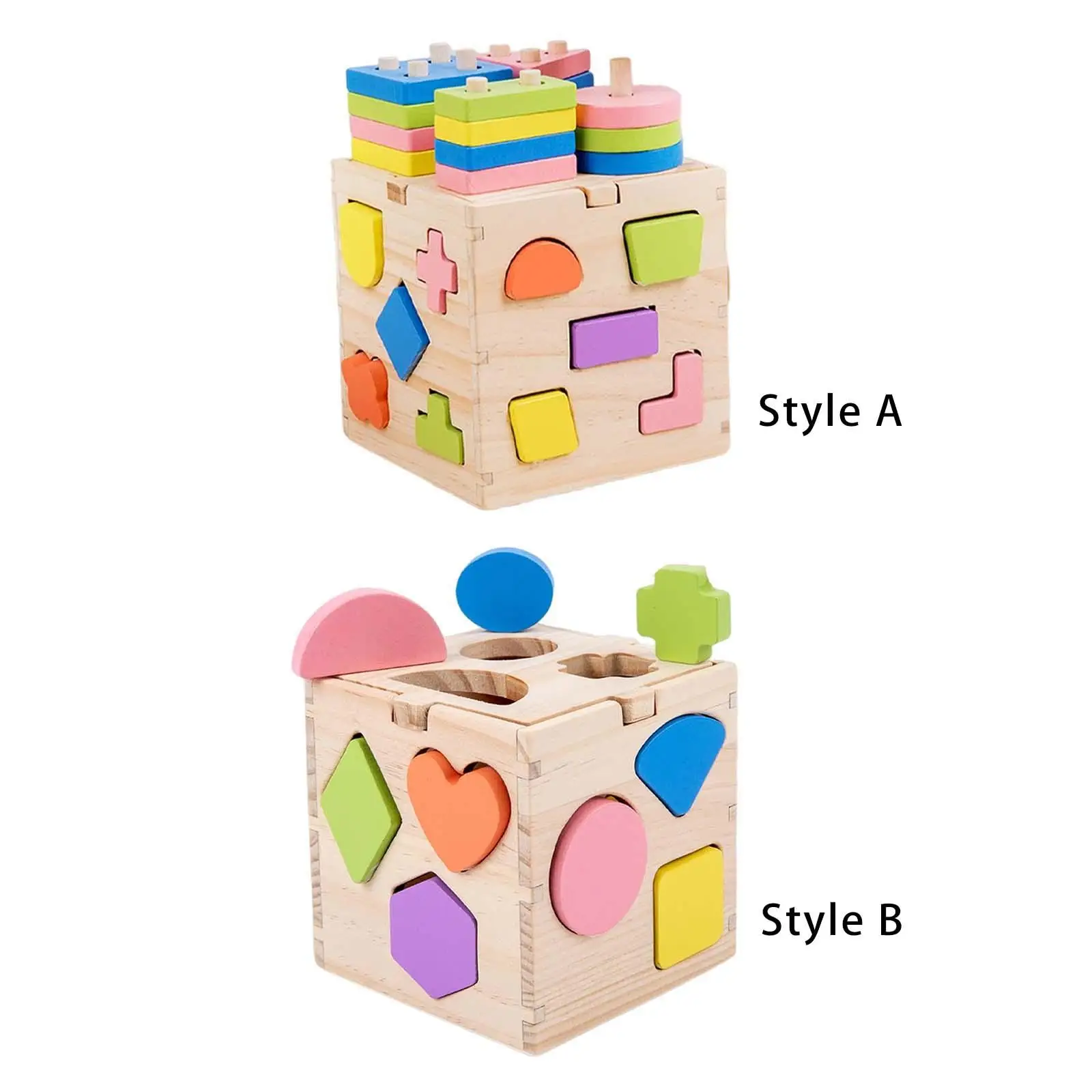 Montessori Wooden Block Toys Parent Child Interactive Toys Geometric Shapes Toy Puzzles Learning Shape for Boy Birthday Gifts